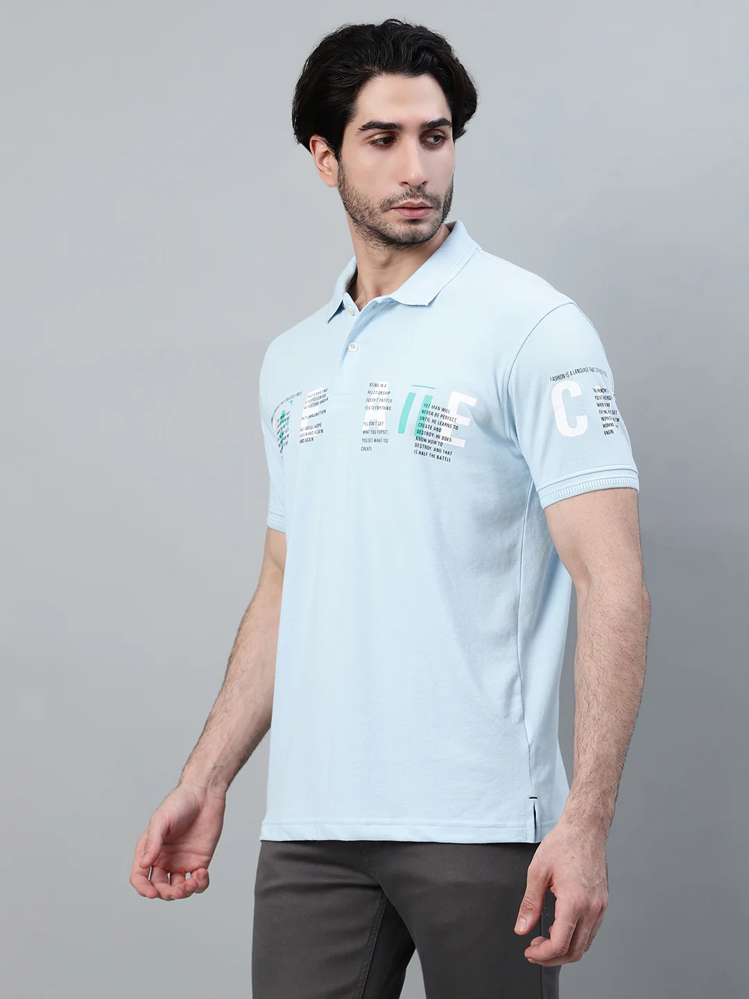 T-Shirt for Men | Breathable & Soft with Color Fastness Regular Fit Polo Neck Poly Cotton Fabric Printed Pattern - Image 3
