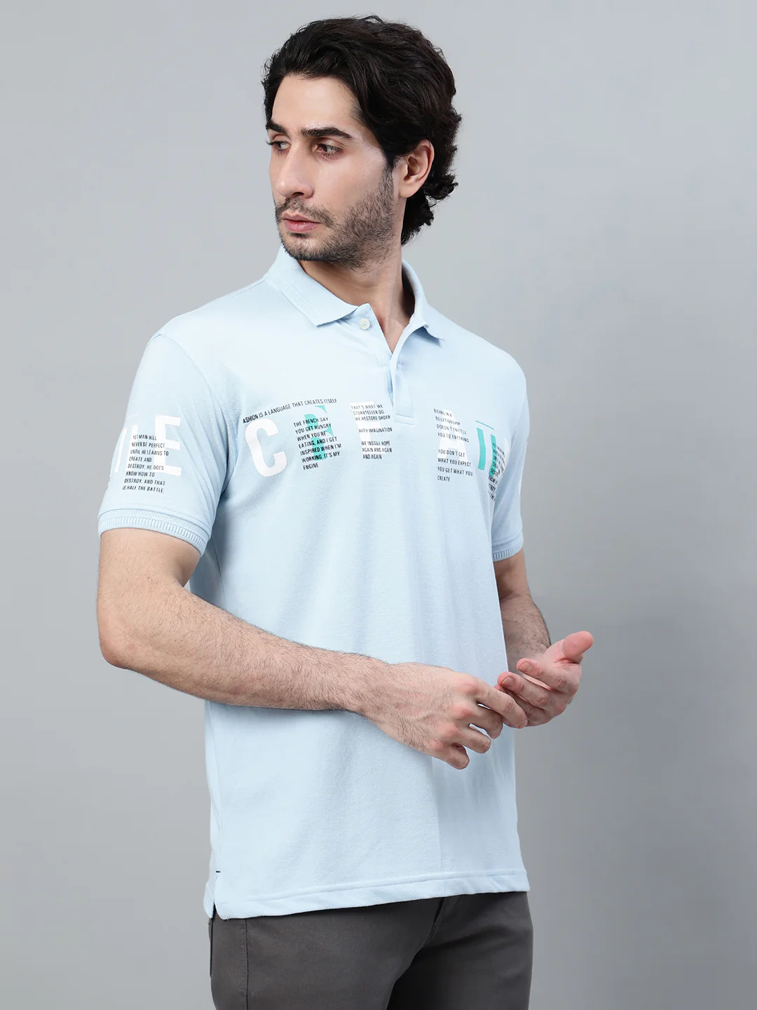 T-Shirt for Men | Breathable & Soft with Color Fastness Regular Fit Polo Neck Poly Cotton Fabric Printed Pattern - Image 4
