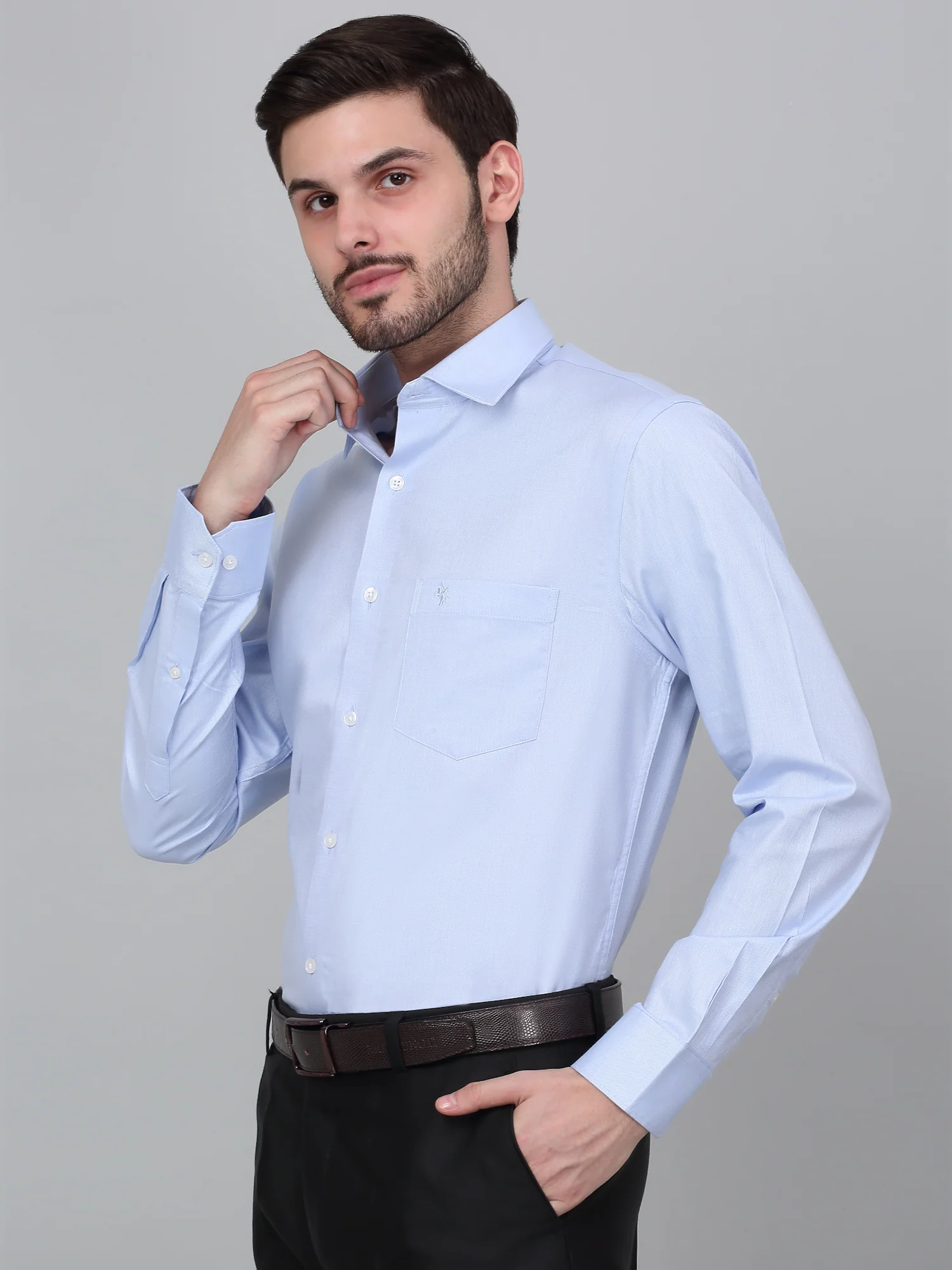 Formal Shirt for Men l Breathable & Soft with Color Fastness Regular Fit Spread Collar Neck Cotton Fabric Self Design Pattern - Image 4