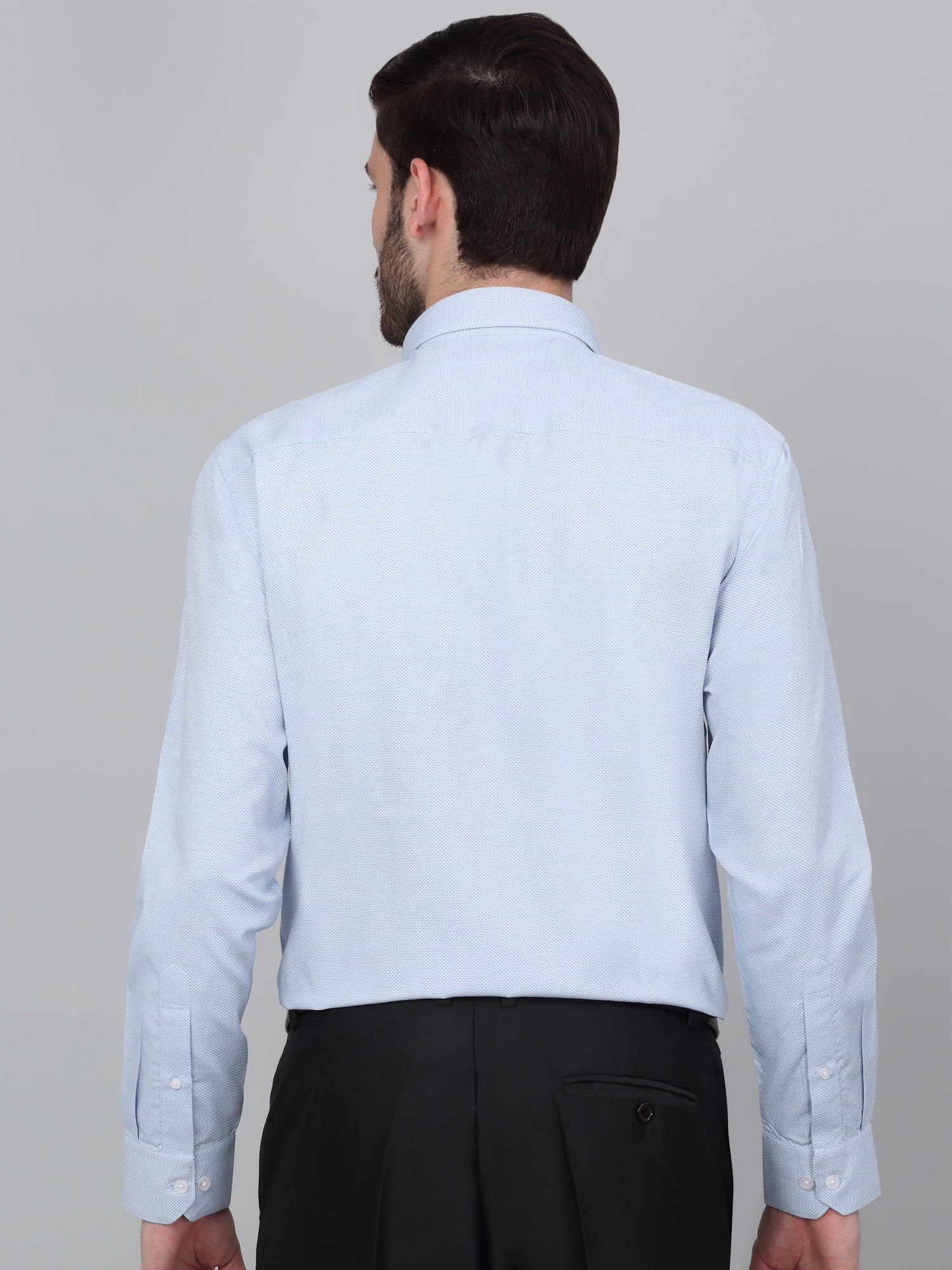Formal Shirt for Men l Breathable & Soft with Color Fastness Regular Fit Spread Collar Neck Cotton Blend Fabric Self Design Pattern - Image 2