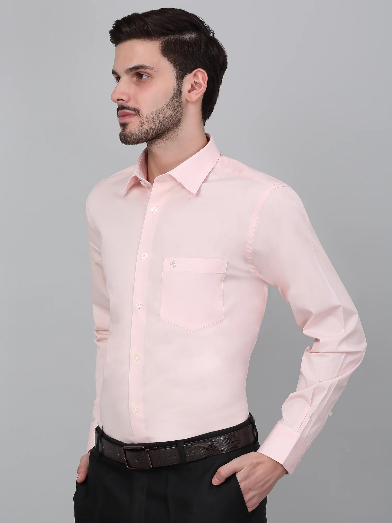 Formal Shirt for Men l Breathable & Soft with Color Fastness Regular Fit Spread Collar Neck Cotton Blend Fabric Solid Pattern - Image 3