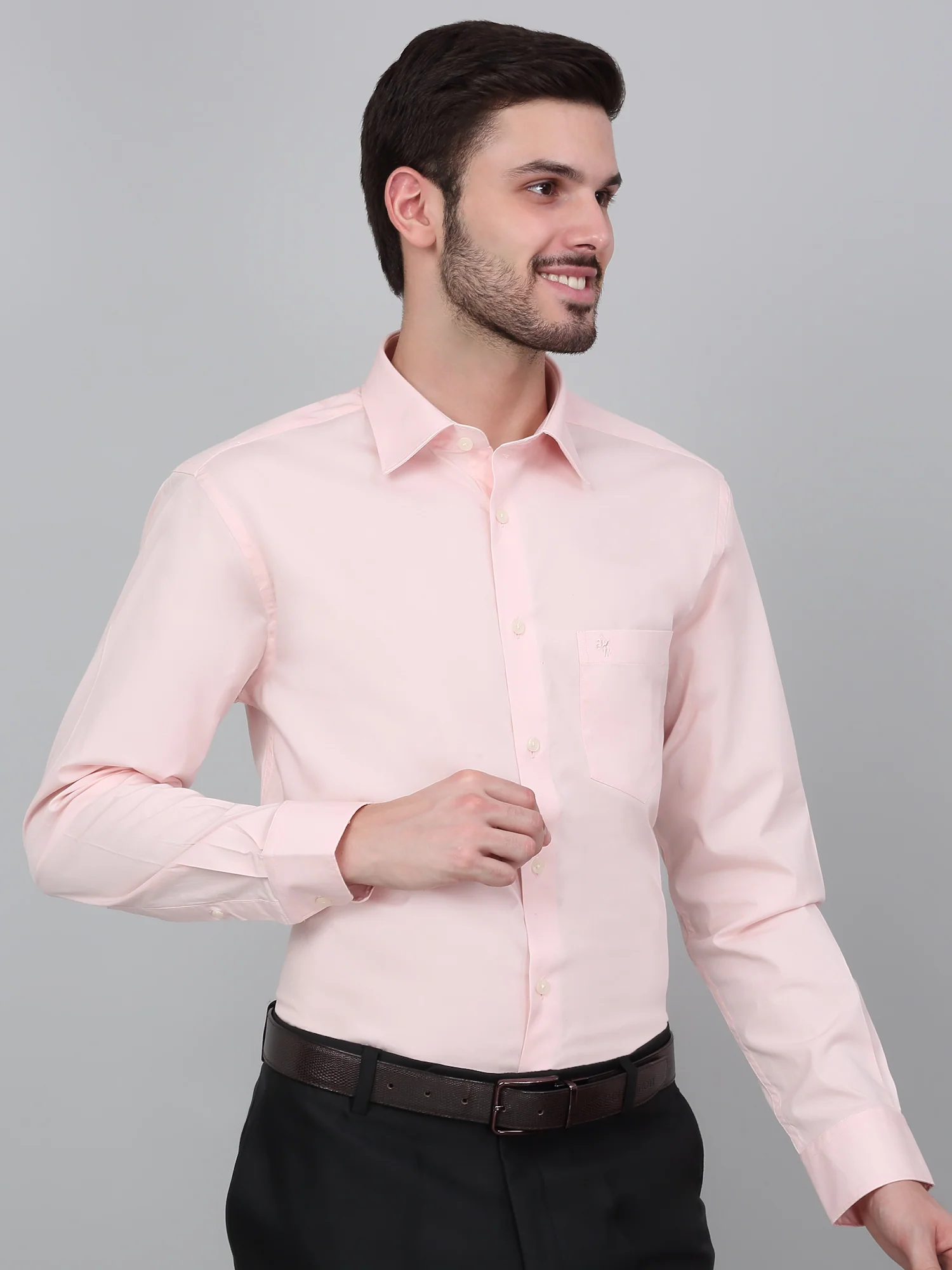 Formal Shirt for Men l Breathable & Soft with Color Fastness Regular Fit Spread Collar Neck Cotton Blend Fabric Solid Pattern - Image 4