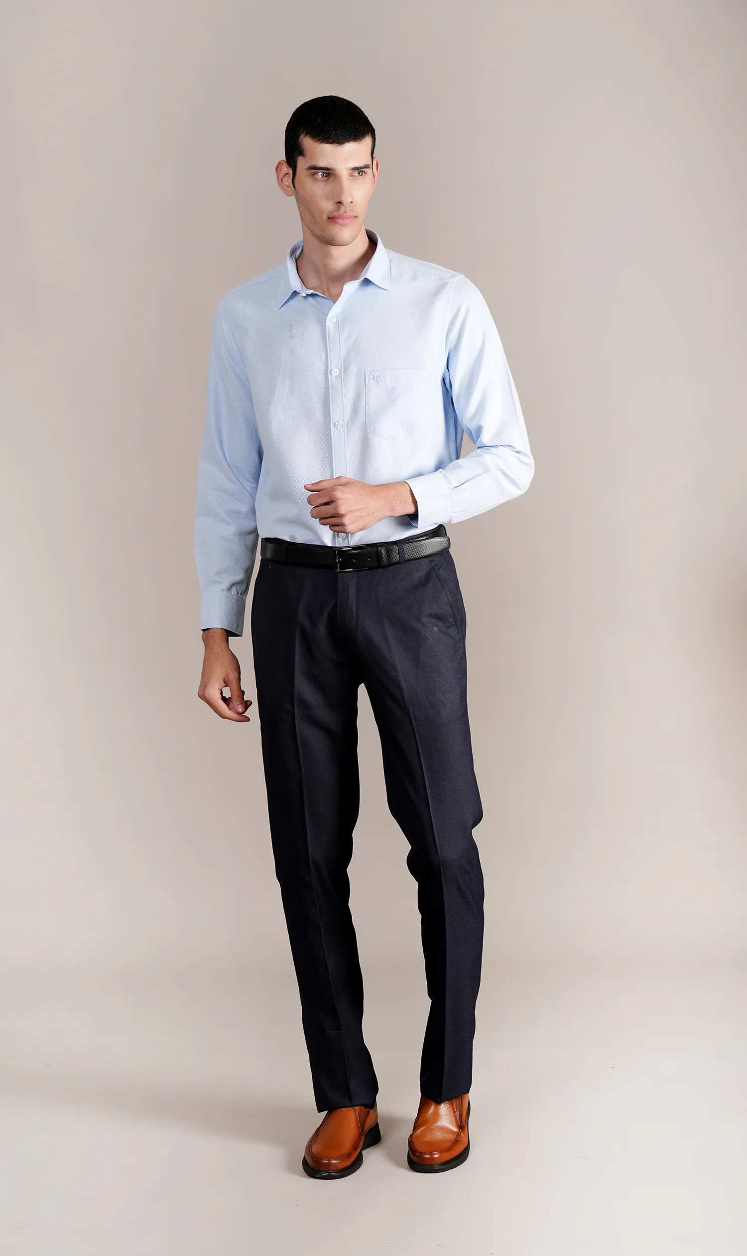 Casual Shirt for Men | Breathable & Soft with Color Fastness Regular Fit Spread Collar Neck Cotton Blend Fabric Self Design Pattern - Image 2