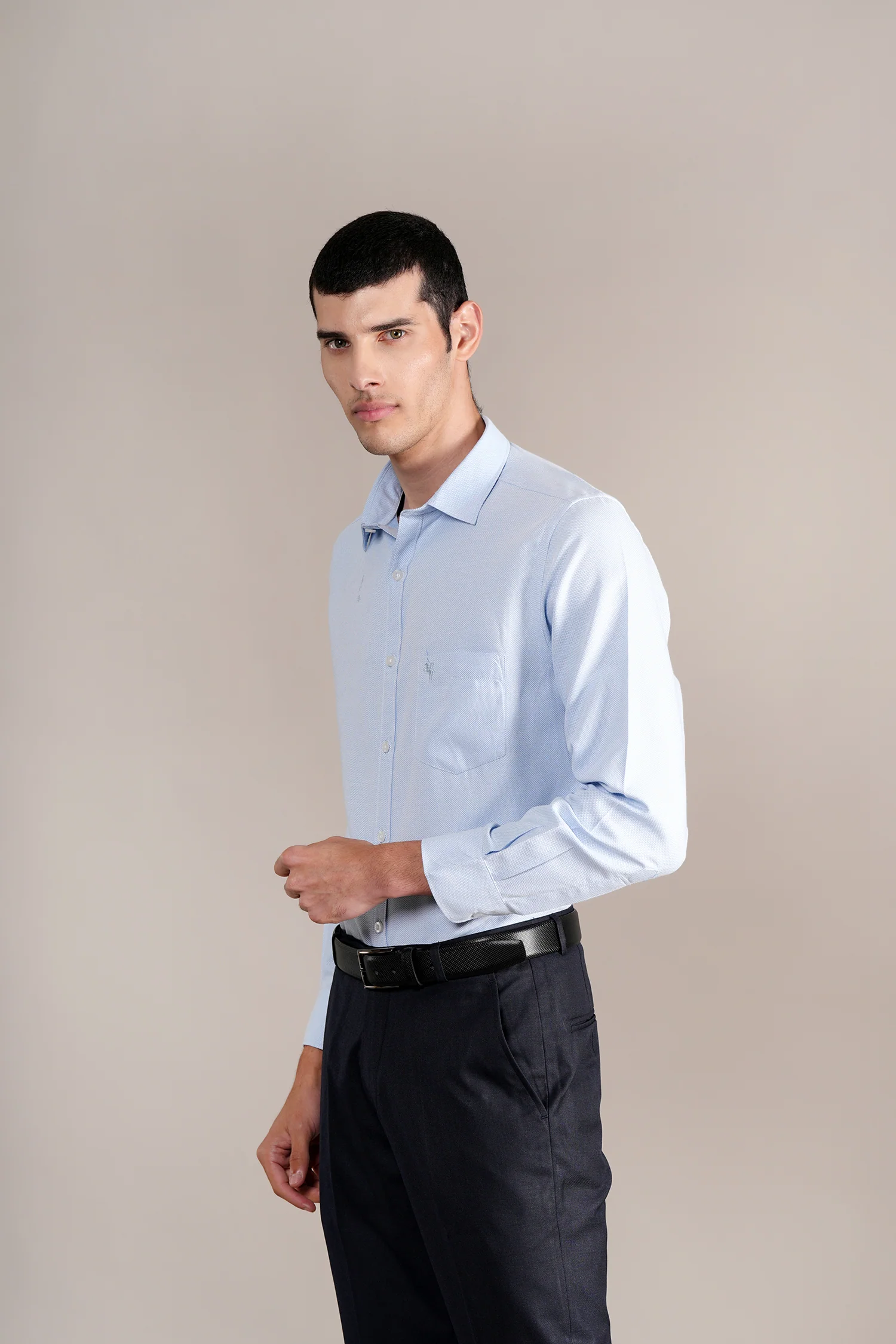 Casual Shirt for Men | Breathable & Soft with Color Fastness Regular Fit Spread Collar Neck Cotton Blend Fabric Self Design Pattern - Image 3