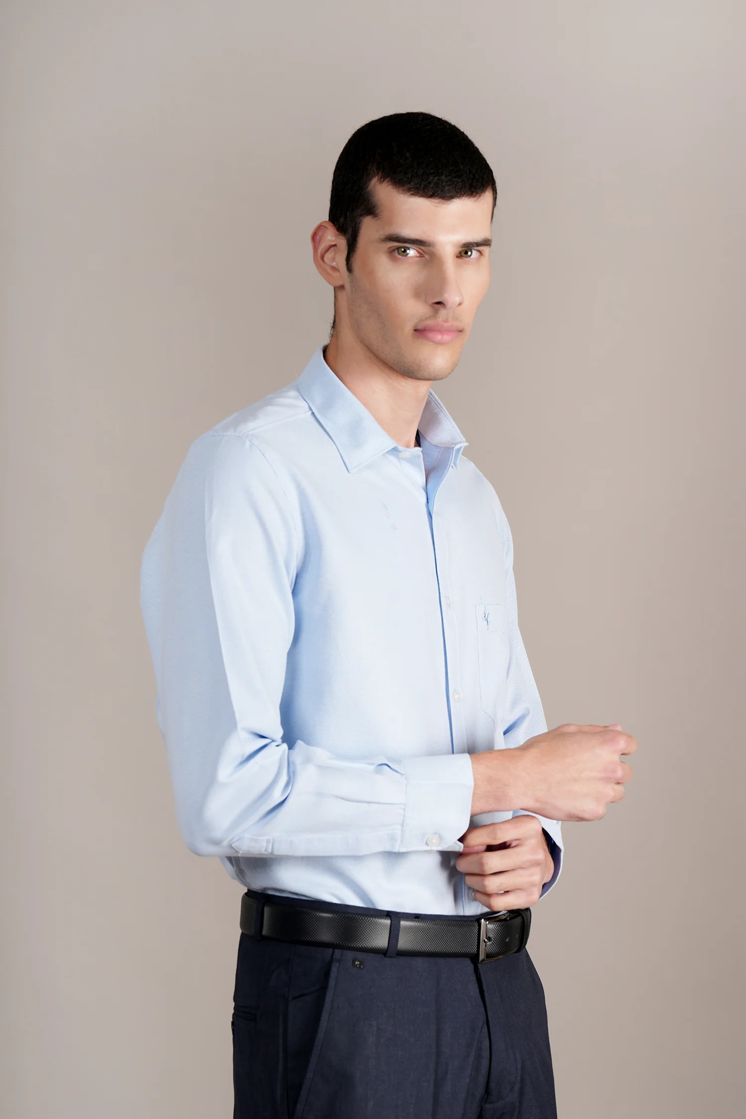 Casual Shirt for Men | Breathable & Soft with Color Fastness Regular Fit Spread Collar Neck Cotton Blend Fabric Self Design Pattern - Image 4