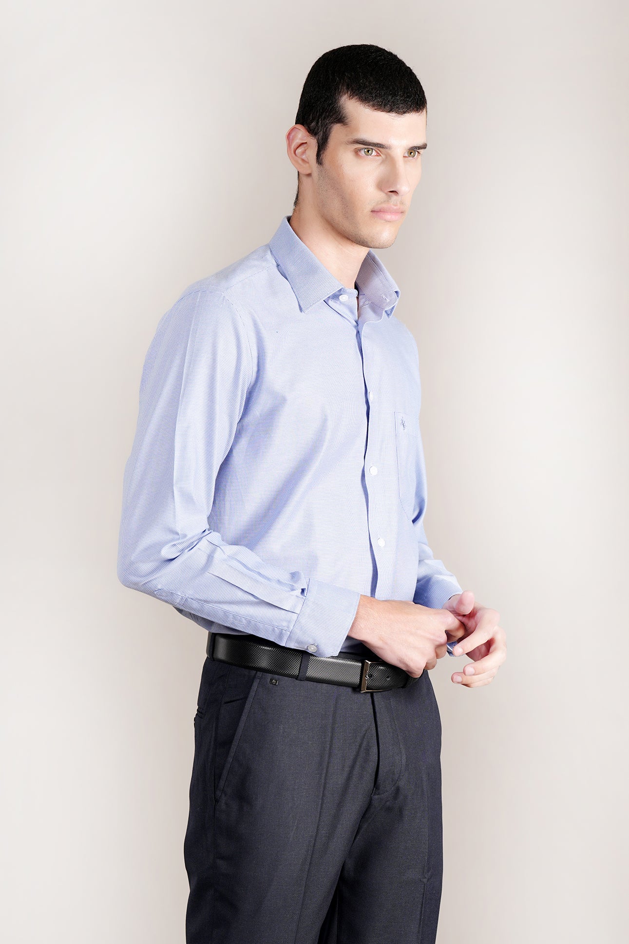 Formal Shirt for Men l Breathable & Soft with Color Fastness Regular Fit Spread Collar Neck Cotton Blend Fabric Self Design Pattern - Image 3
