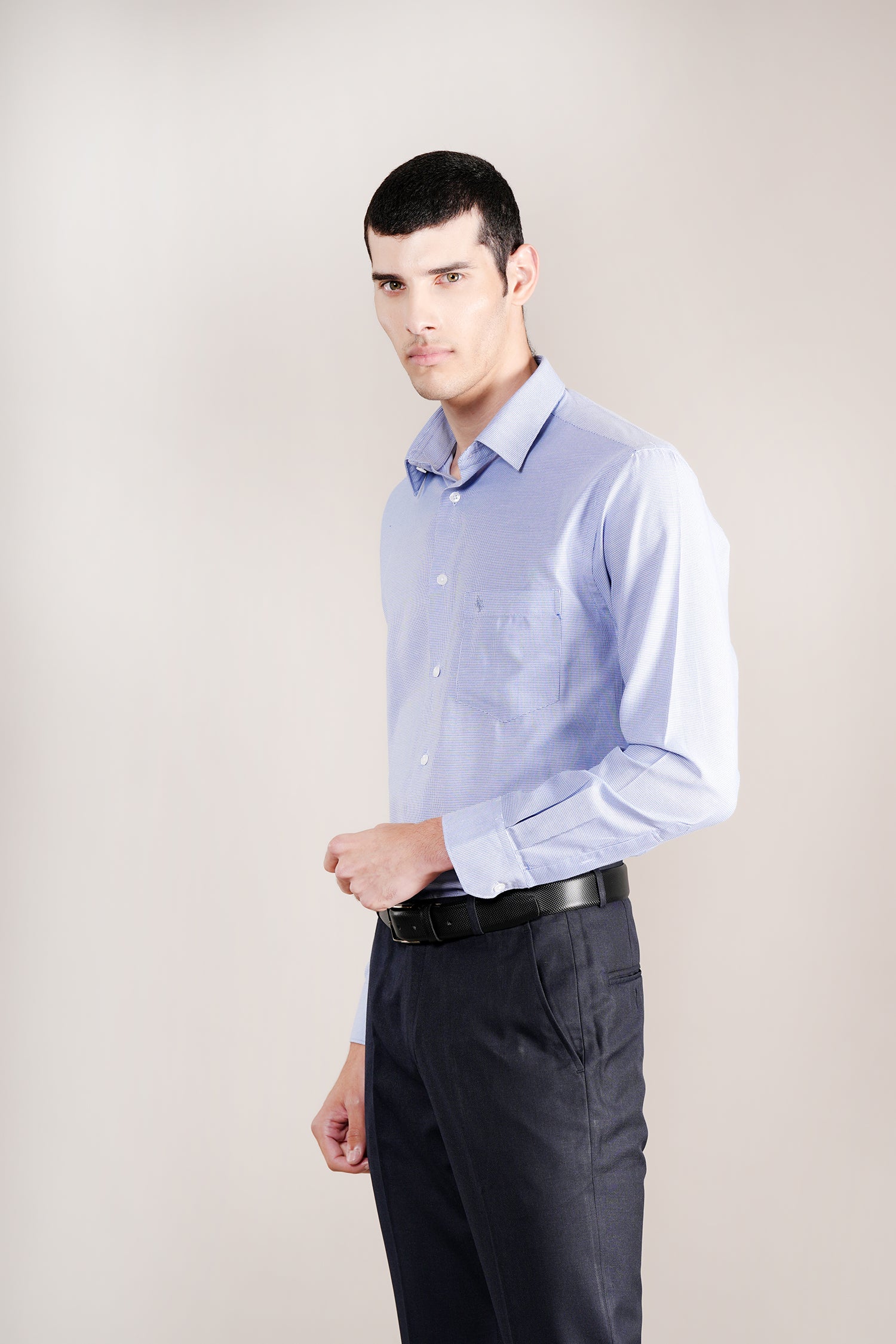 Formal Shirt for Men l Breathable & Soft with Color Fastness Regular Fit Spread Collar Neck Cotton Blend Fabric Self Design Pattern - Image 4