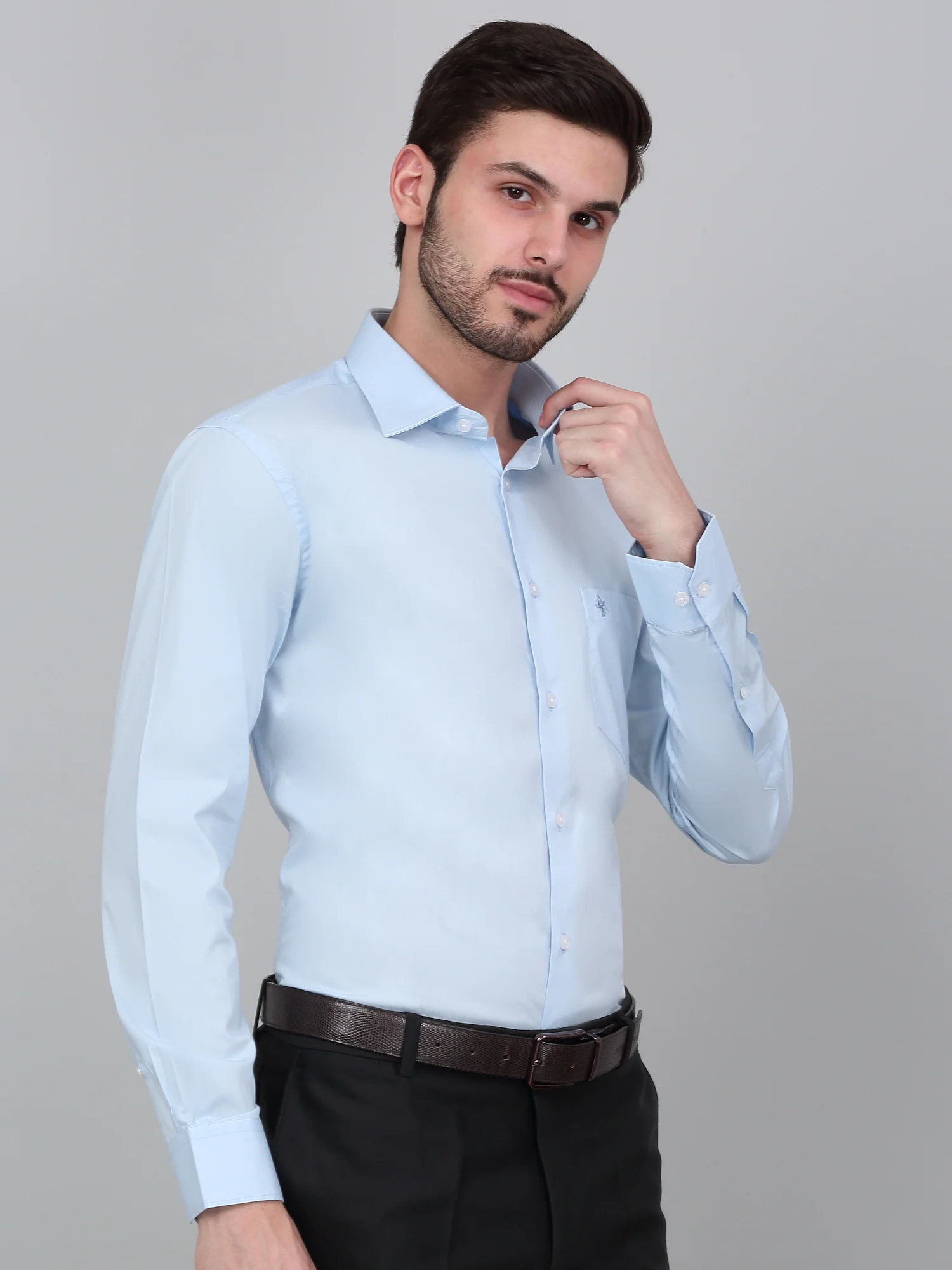 Formal Shirt for Men l Breathable & Soft with Color Fastness Regular Fit Spread Collar Neck Cotton Blend Fabric Solid Pattern - Image 3