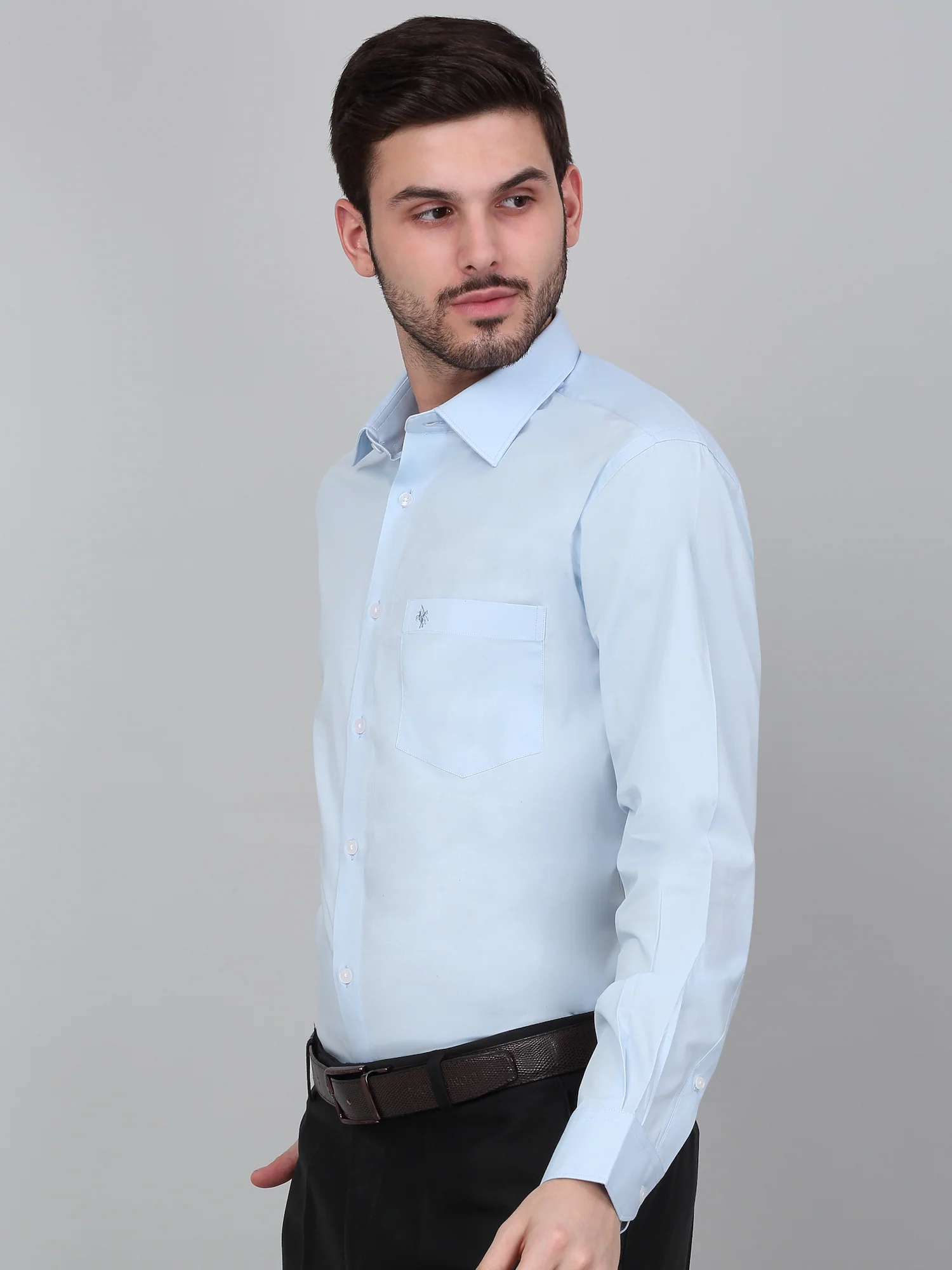 Formal Shirt for Men l Breathable & Soft with Color Fastness Regular Fit Spread Collar Neck Cotton Blend Fabric Solid Pattern - Image 4