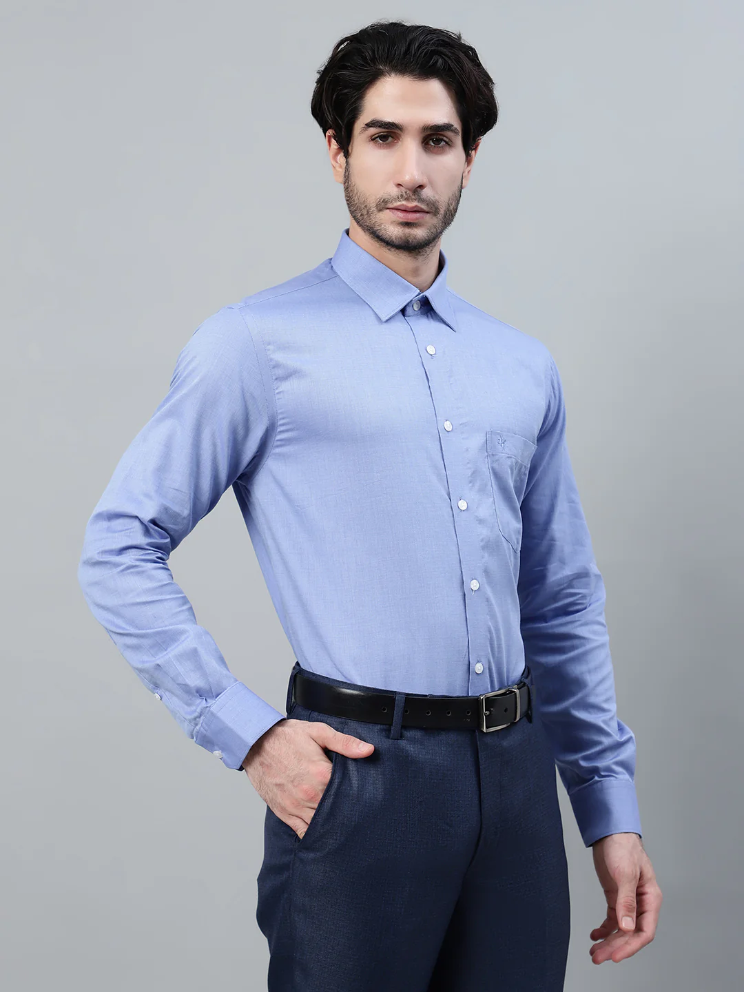 Formal Shirt for Men l Breathable & Soft with Color Fastness Regular Fit Spread Collar Neck Giza Cotton Fabric Solid Pattern - Image 4