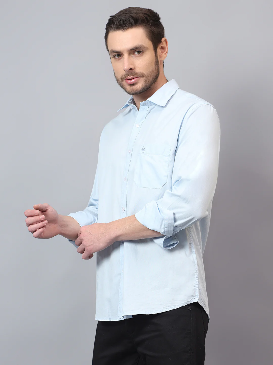 Casual Shirt for Men | Breathable & Soft with Color Fastness Regular Fit Spread Collar Neck Cotton Fabric Solid Pattern - Image 3
