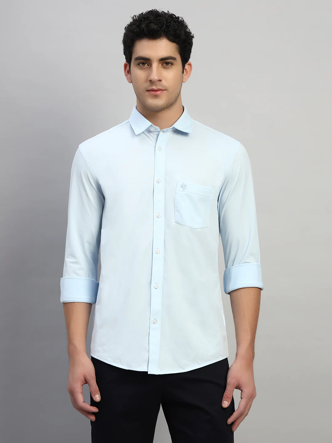 Casual Shirt for Men | Breathable & Soft with Color Fastness Regular Fit Spread Collar Neck Polyester Fabric Solid Pattern - Image 3