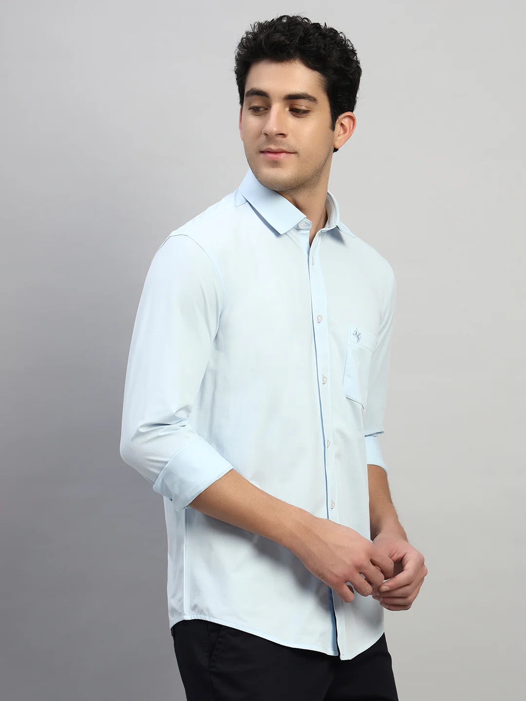 Casual Shirt for Men | Breathable & Soft with Color Fastness Regular Fit Spread Collar Neck Polyester Fabric Solid Pattern - Image 5
