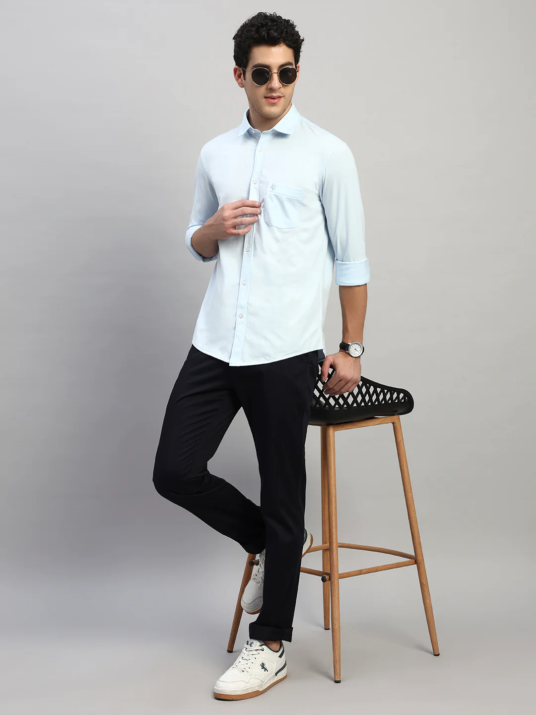 Casual Shirt for Men | Breathable & Soft with Color Fastness Regular Fit Spread Collar Neck Polyester Fabric Solid Pattern - Image 7