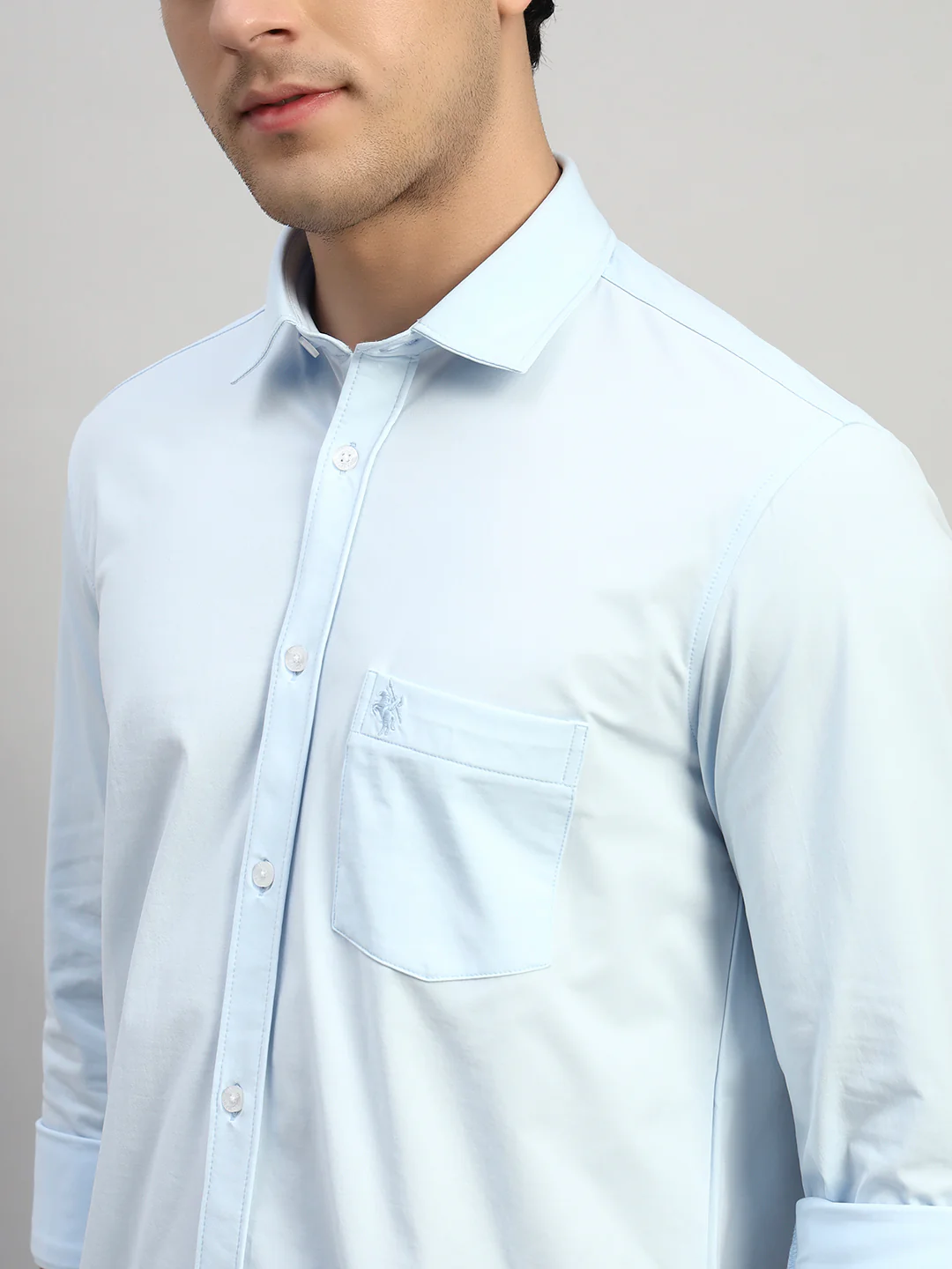 Casual Shirt for Men | Breathable & Soft with Color Fastness Regular Fit Spread Collar Neck Polyester Fabric Solid Pattern - Image 8