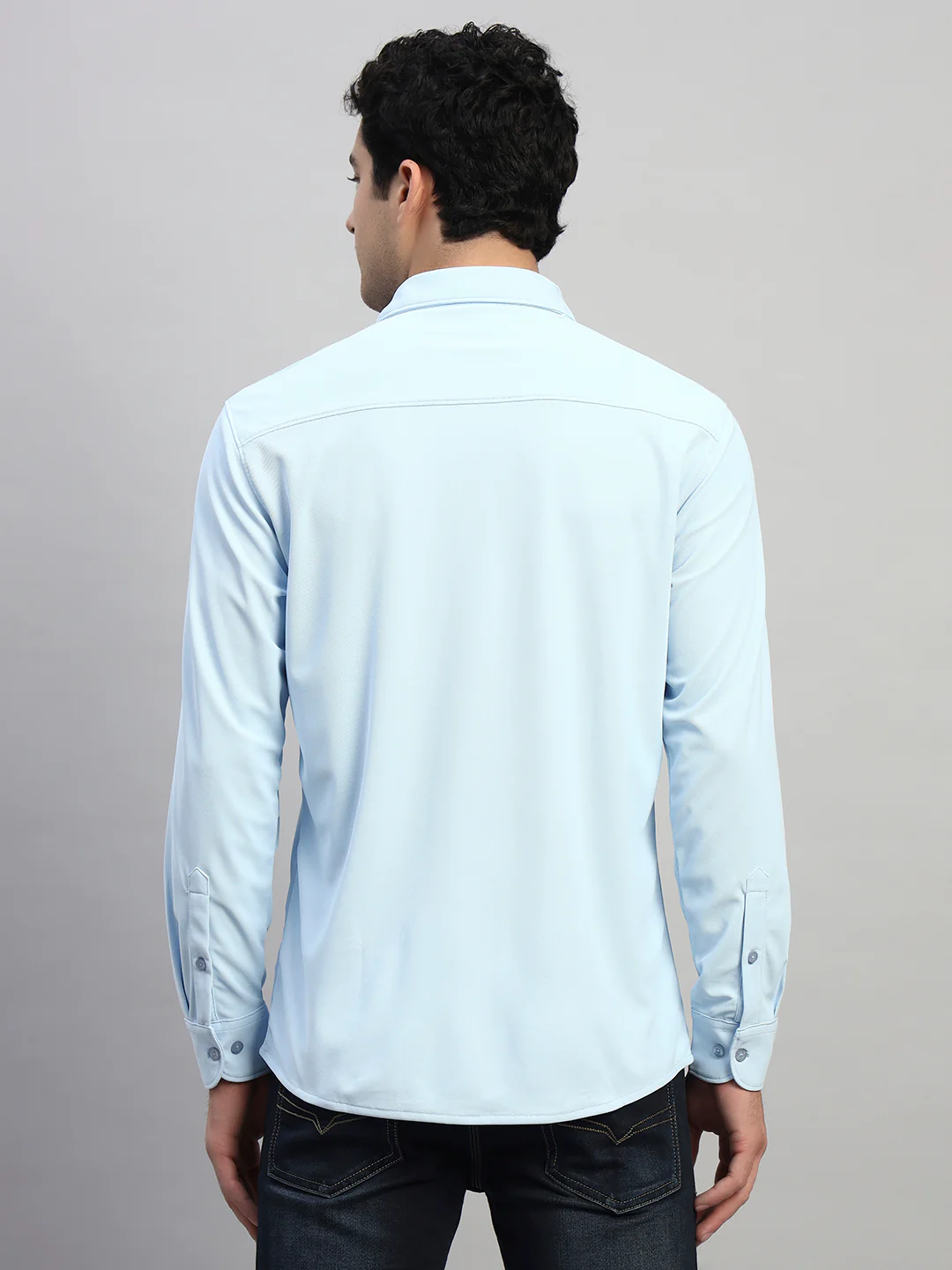 Casual Shirt for Men | Breathable & Soft with Color Fastness Regular Fit Spread Collar Neck Polyester Fabric Solid Pattern - Image 2