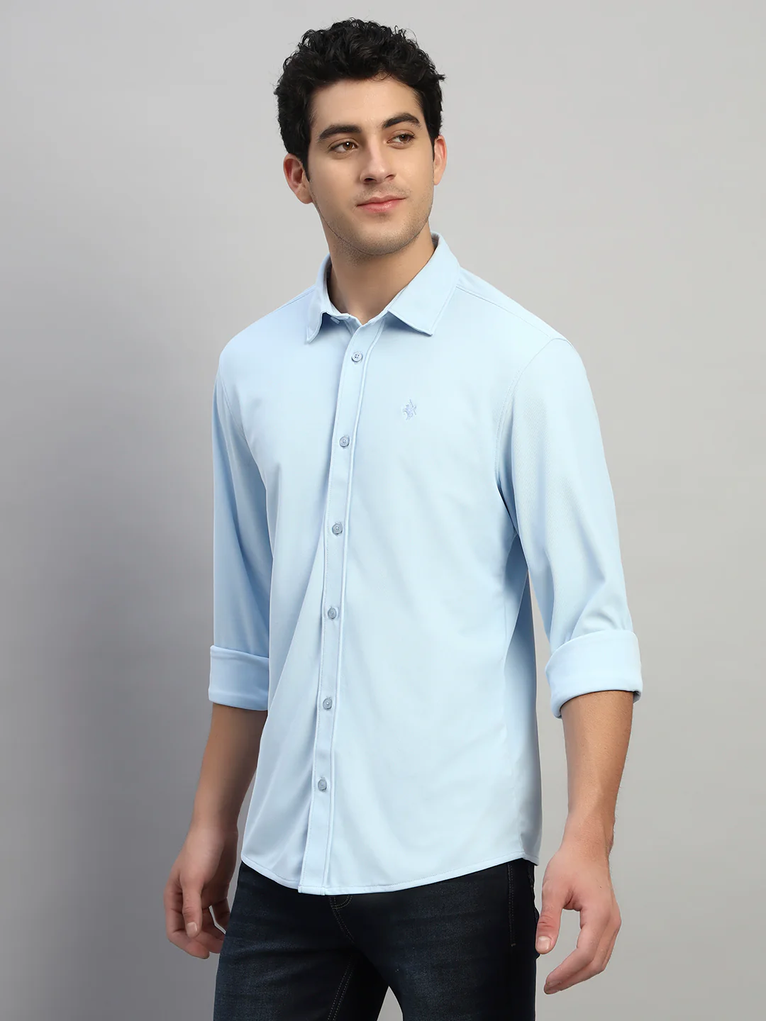 Casual Shirt for Men | Breathable & Soft with Color Fastness Regular Fit Spread Collar Neck Polyester Fabric Solid Pattern - Image 4
