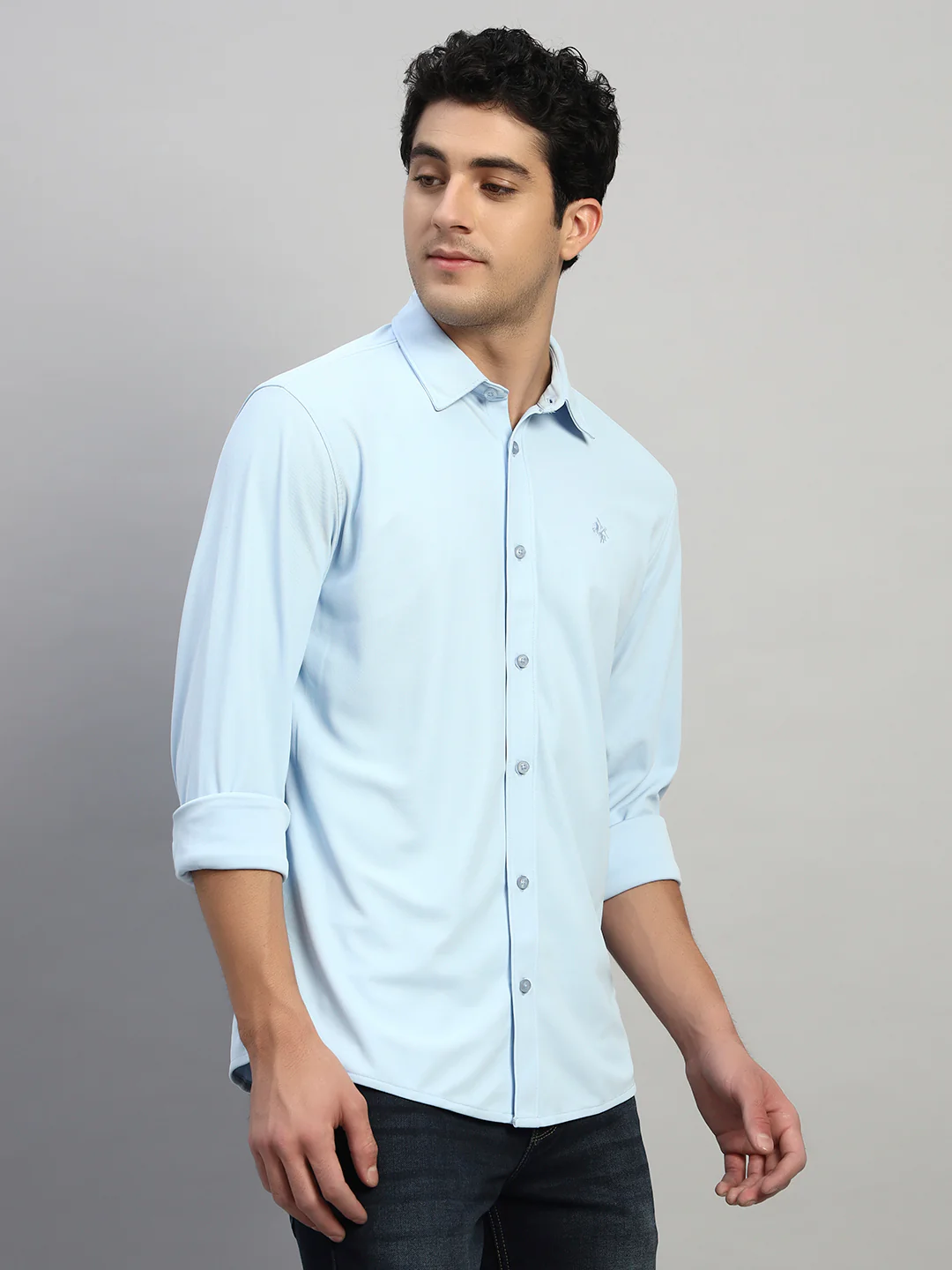 Casual Shirt for Men | Breathable & Soft with Color Fastness Regular Fit Spread Collar Neck Polyester Fabric Solid Pattern - Image 5