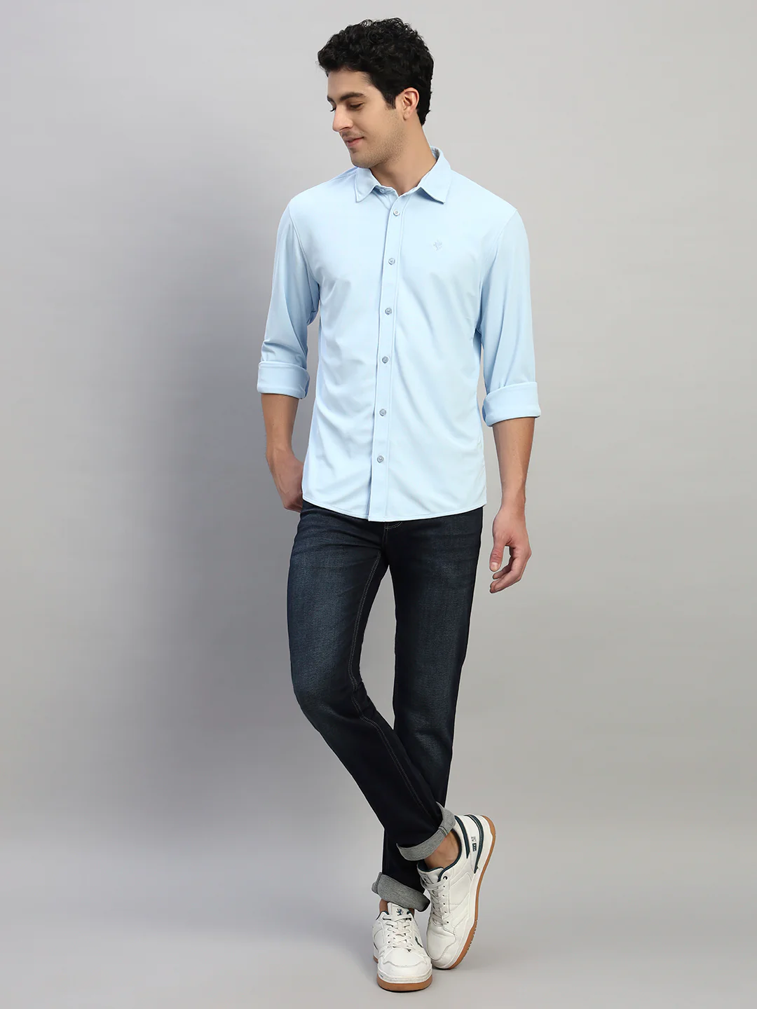 Casual Shirt for Men | Breathable & Soft with Color Fastness Regular Fit Spread Collar Neck Polyester Fabric Solid Pattern - Image 6