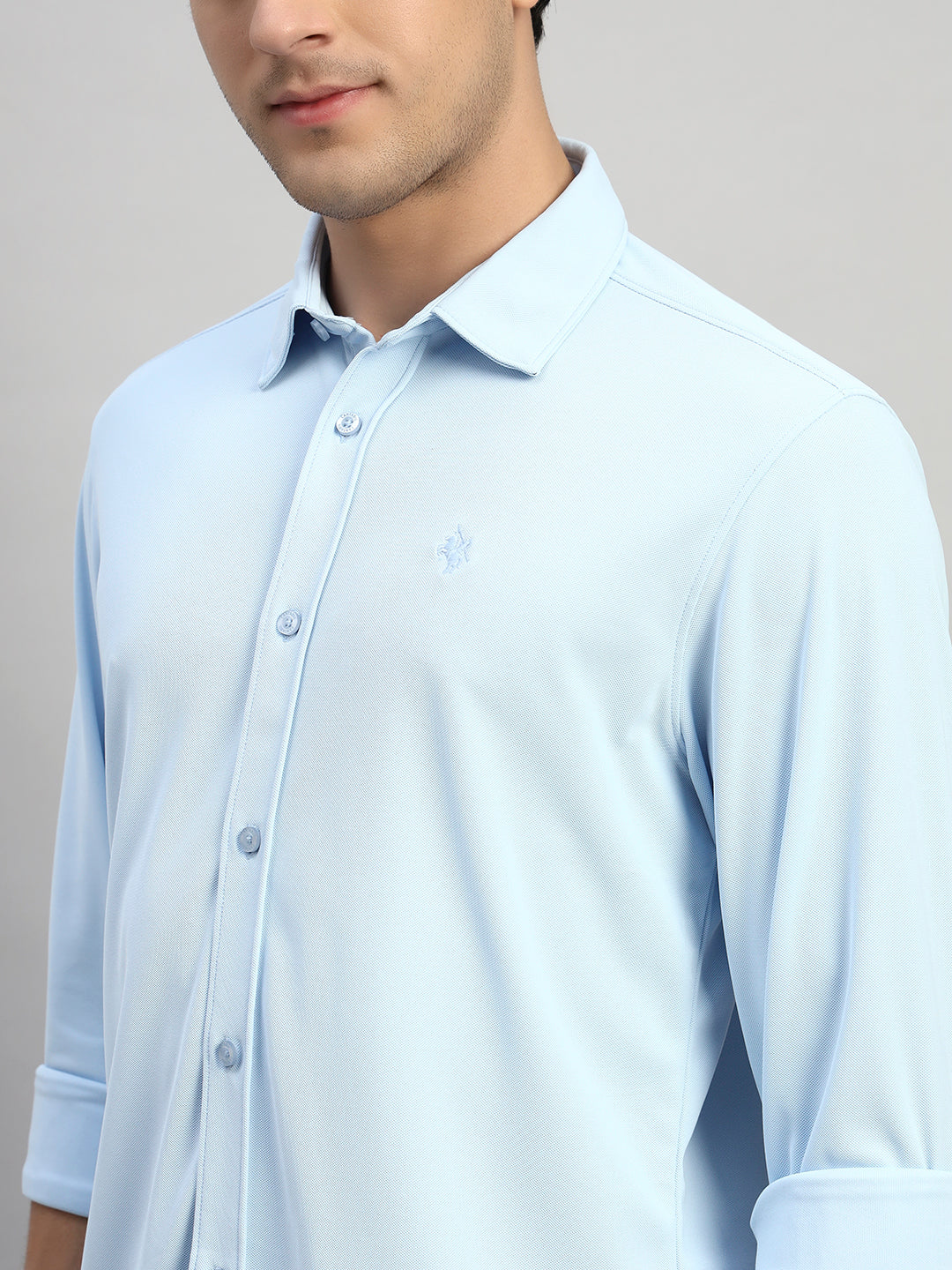 Casual Shirt for Men | Breathable & Soft with Color Fastness Regular Fit Spread Collar Neck Polyester Fabric Solid Pattern - Image 7