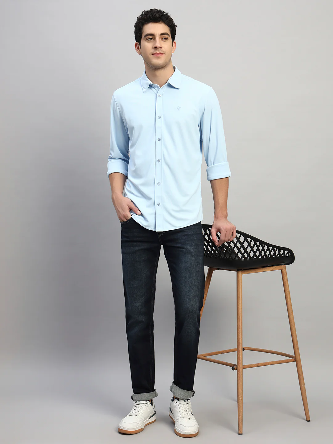 Casual Shirt for Men | Breathable & Soft with Color Fastness Regular Fit Spread Collar Neck Polyester Fabric Solid Pattern - Image 8