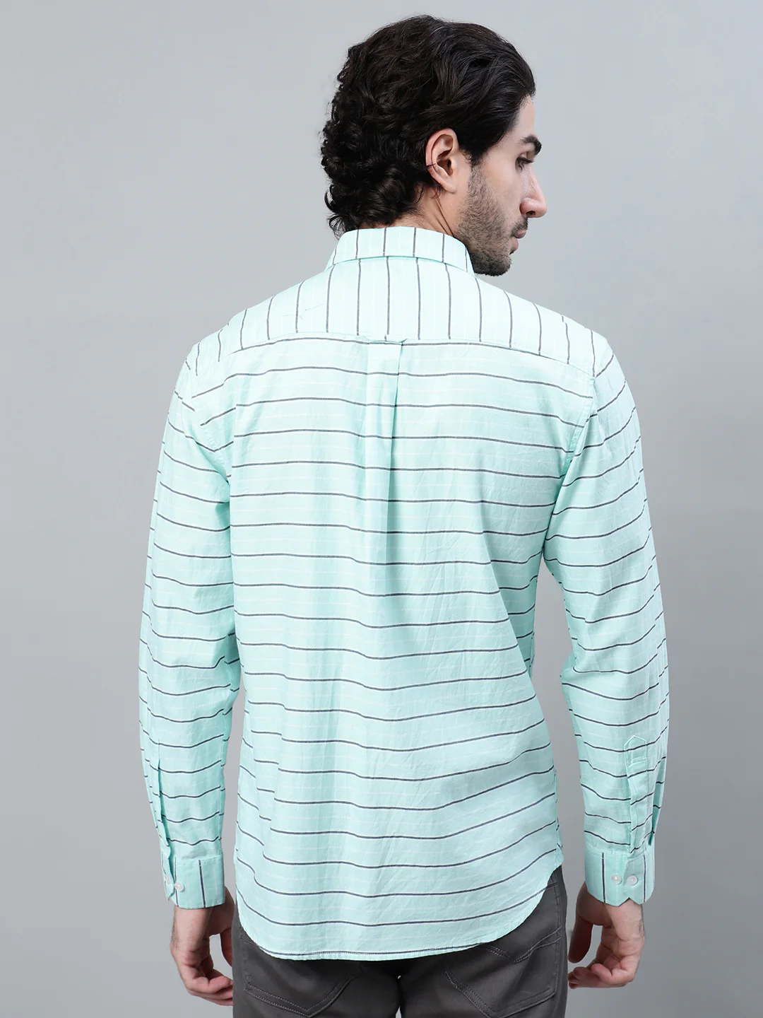 Casual Shirt for Men | Breathable & Soft with Color Fastness Regular Fit Spread Collar Neck Cotton Fabric Striped Pattern - Image 2