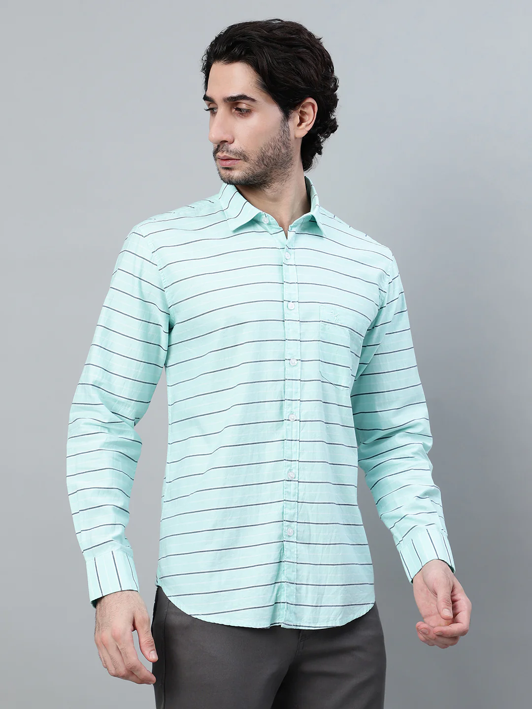 Casual Shirt for Men | Breathable & Soft with Color Fastness Regular Fit Spread Collar Neck Cotton Fabric Striped Pattern - Image 4