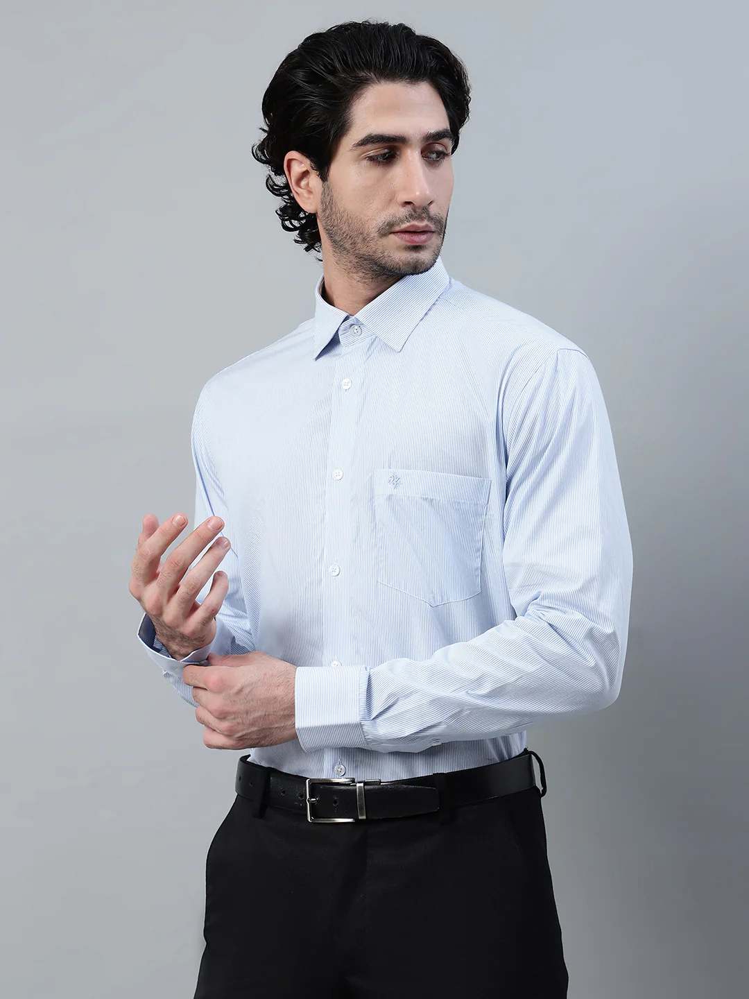 Formal Shirt for Men l Breathable & Soft with Color Fastness Regular Fit Spread Collar Neck Cotton Fabric Striped Pattern - Image 3