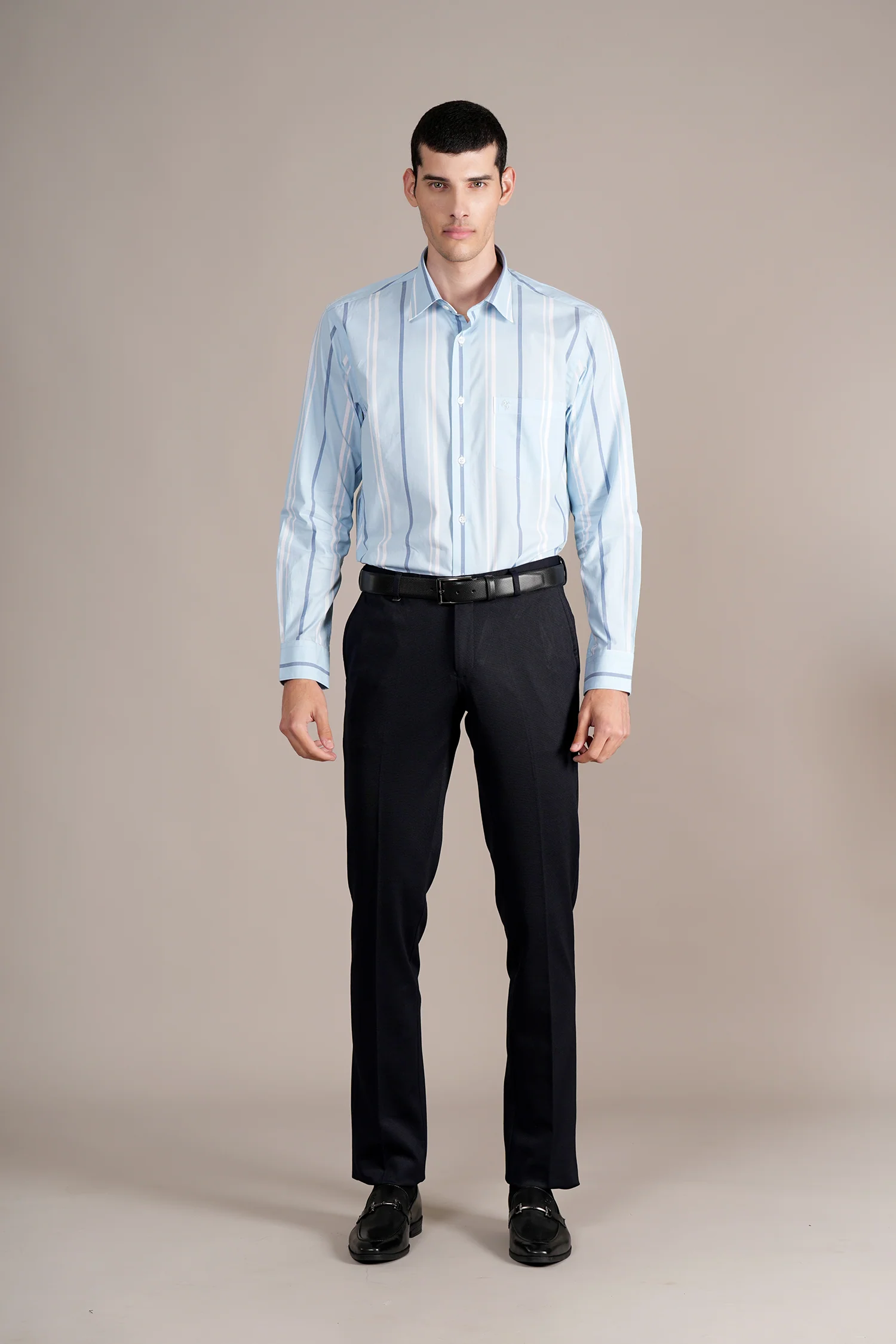 Formal Shirt for Men l Breathable & Soft with Color Fastness Regular Fit Spread Collar Neck Cotton Fabric Striped Pattern - Image 2