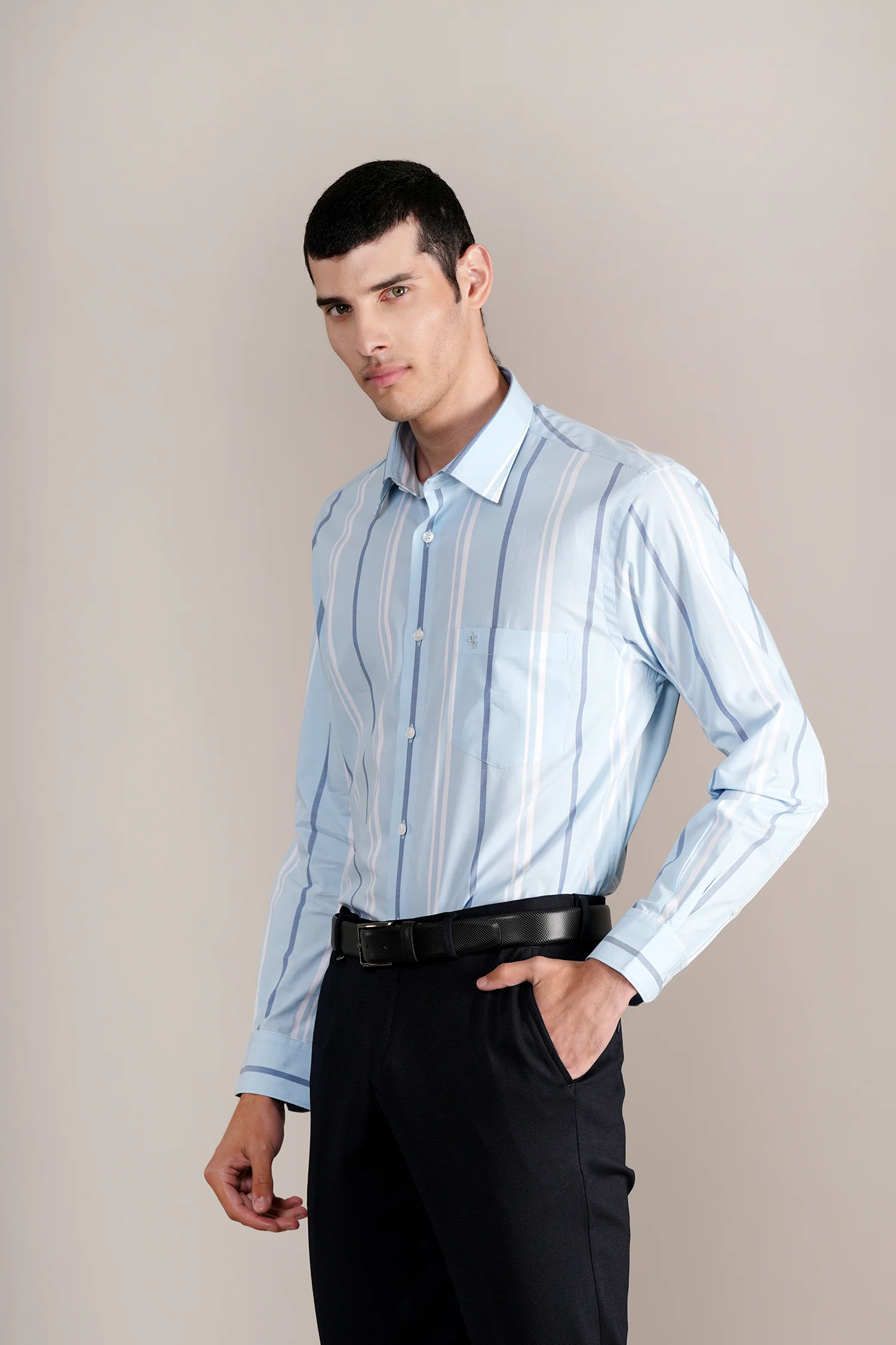 Formal Shirt for Men l Breathable & Soft with Color Fastness Regular Fit Spread Collar Neck Cotton Fabric Striped Pattern - Image 3