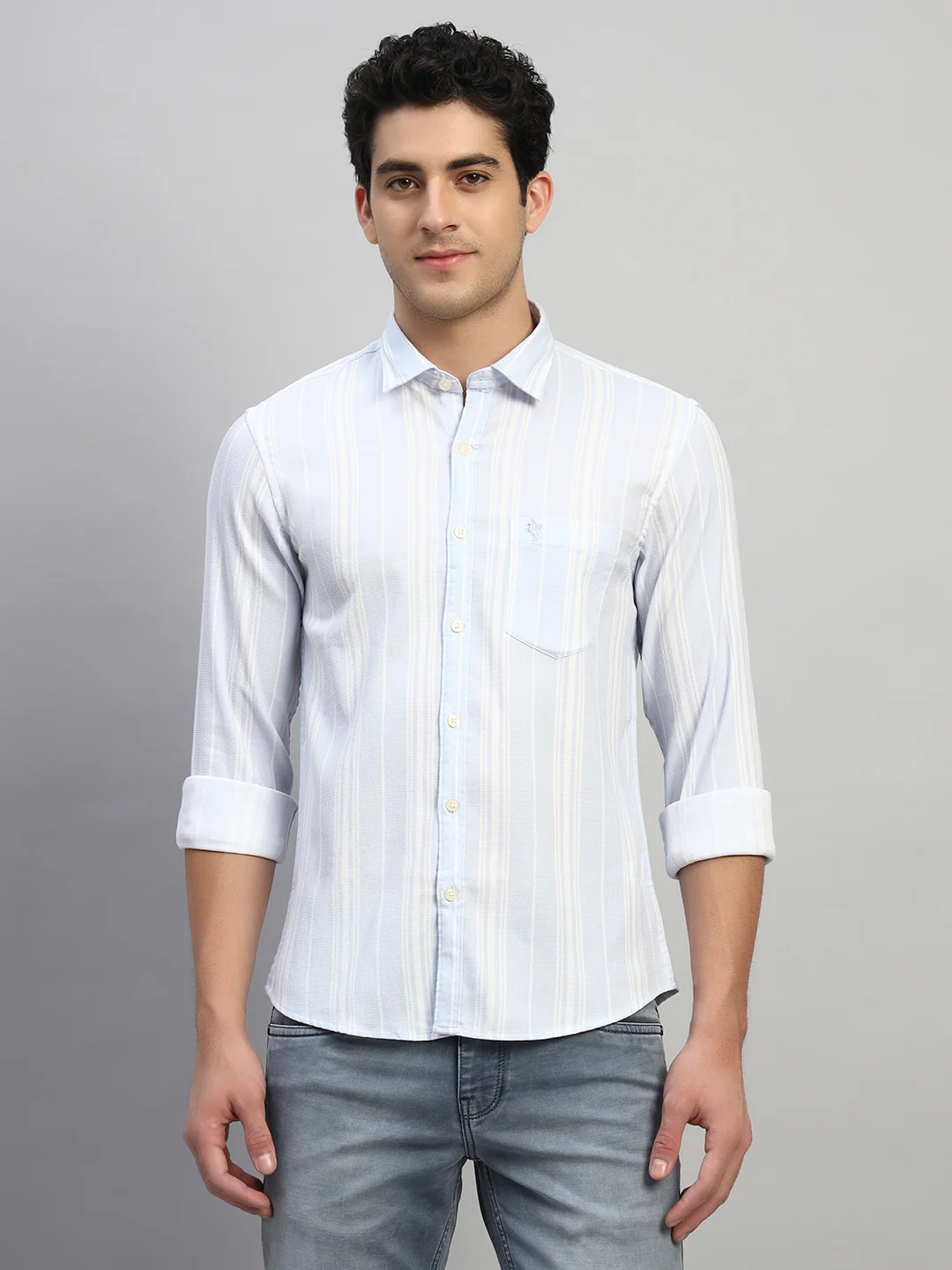 Casual Shirt for Men | Breathable & Soft with Color Fastness Regular Fit Spread Collar Neck Viscose Fabric Striped Pattern - Image 2