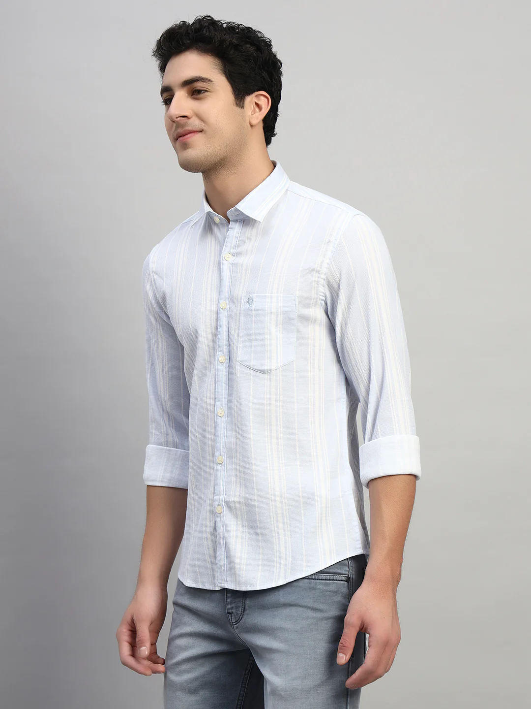 Casual Shirt for Men | Breathable & Soft with Color Fastness Regular Fit Spread Collar Neck Viscose Fabric Striped Pattern - Image 3