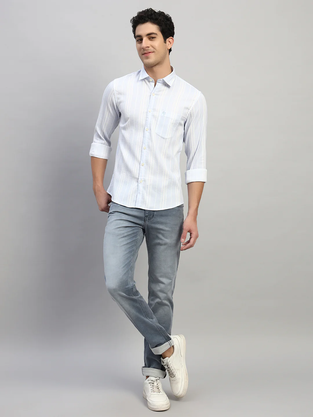 Casual Shirt for Men | Breathable & Soft with Color Fastness Regular Fit Spread Collar Neck Viscose Fabric Striped Pattern - Image 5