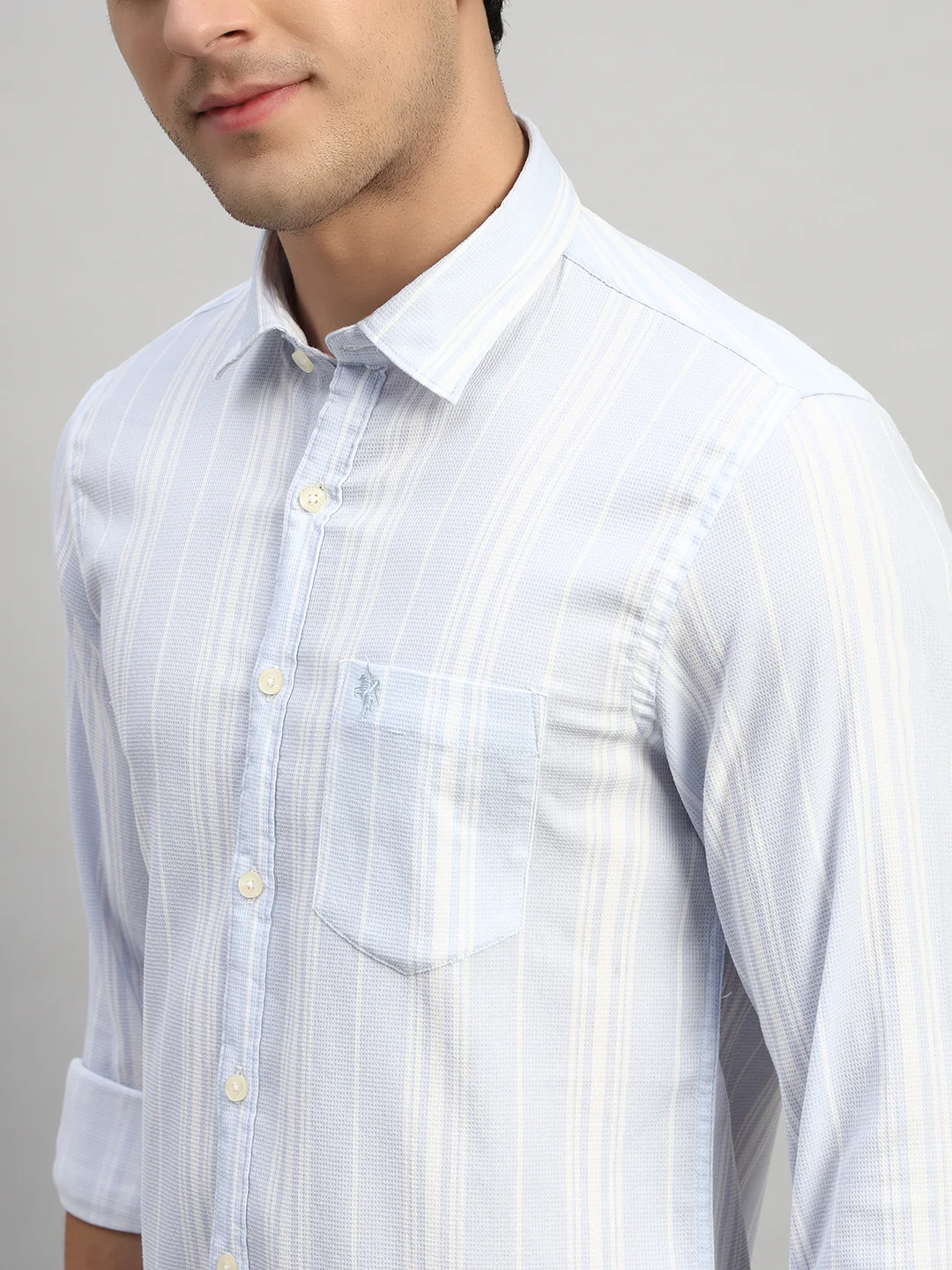 Casual Shirt for Men | Breathable & Soft with Color Fastness Regular Fit Spread Collar Neck Viscose Fabric Striped Pattern - Image 6