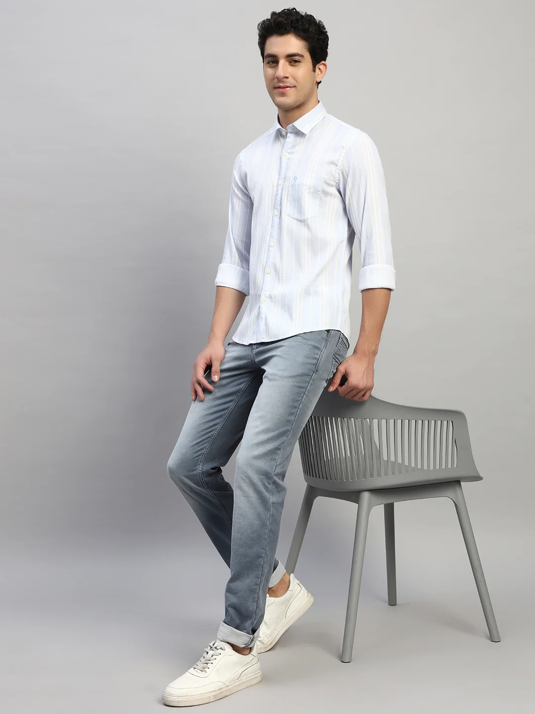 Casual Shirt for Men | Breathable & Soft with Color Fastness Regular Fit Spread Collar Neck Viscose Fabric Striped Pattern - Image 7