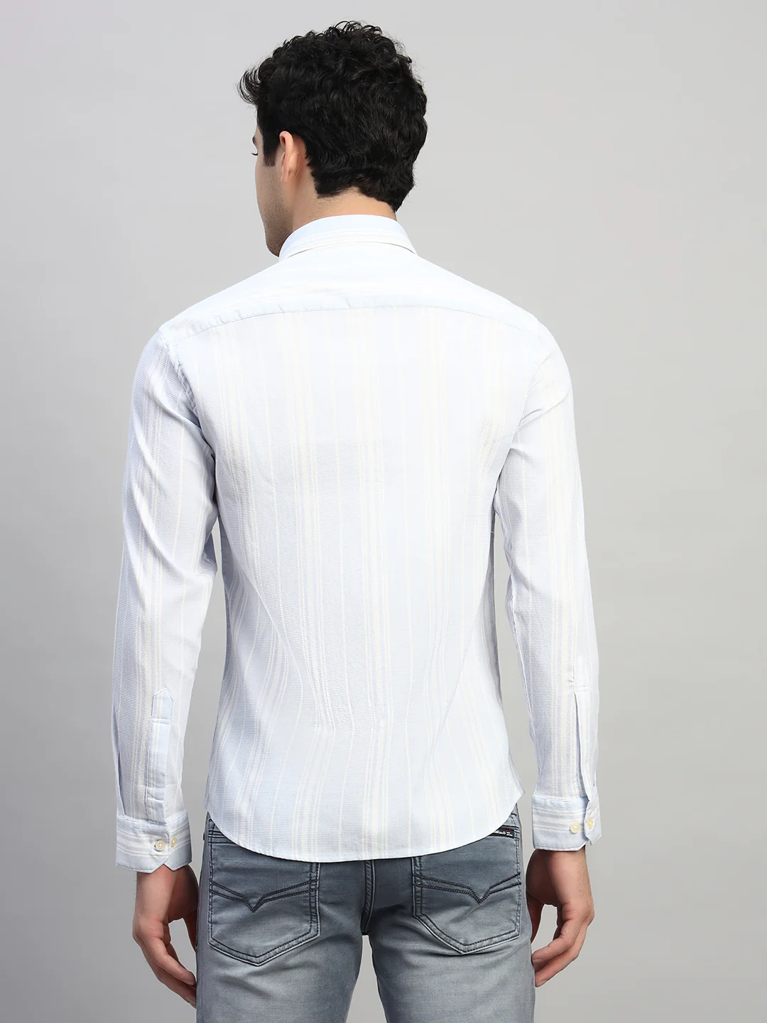 Casual Shirt for Men | Breathable & Soft with Color Fastness Regular Fit Spread Collar Neck Viscose Fabric Striped Pattern - Image 8
