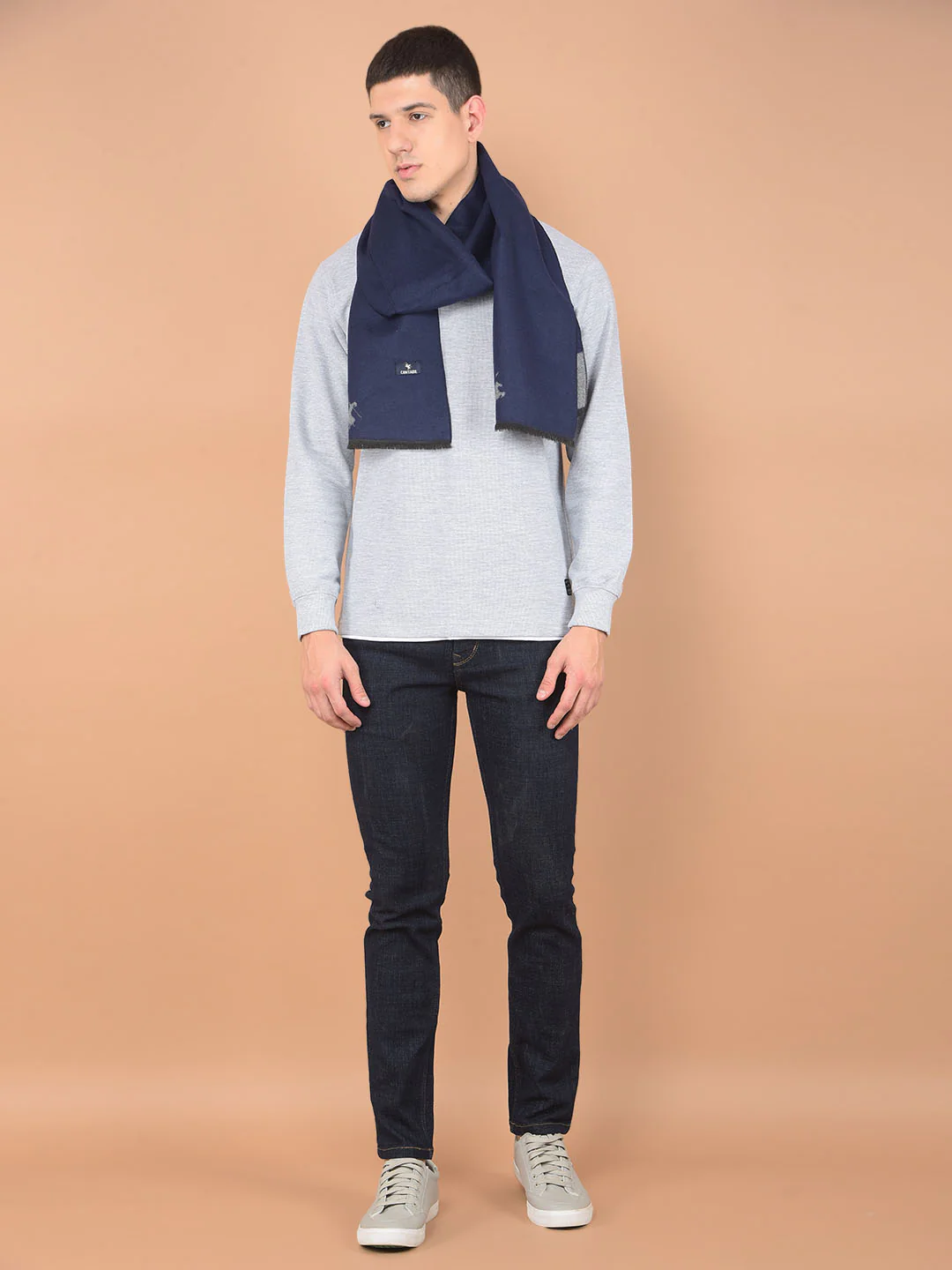 Men's Solid 100% Acrylic Navy Blue Winter Wear Mufflers - Image 2