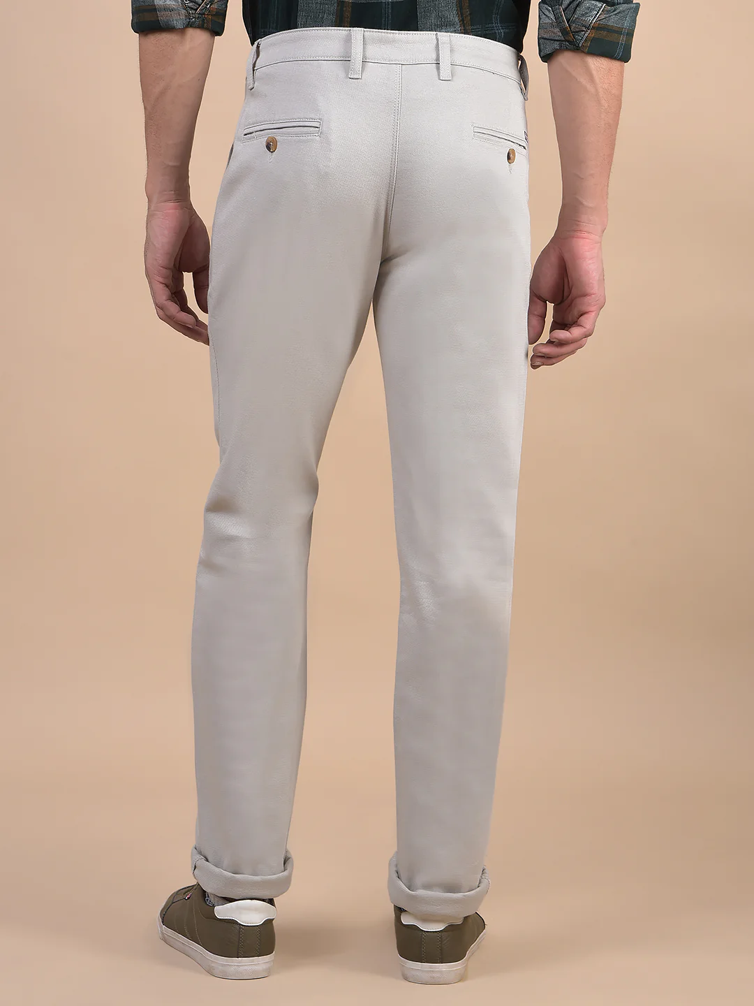 Casual Trouser for Men | Breathable & Soft with Color Fastness Regular Fit Cotton Blend Fabric Solid Pattern Button Closure - Image 4