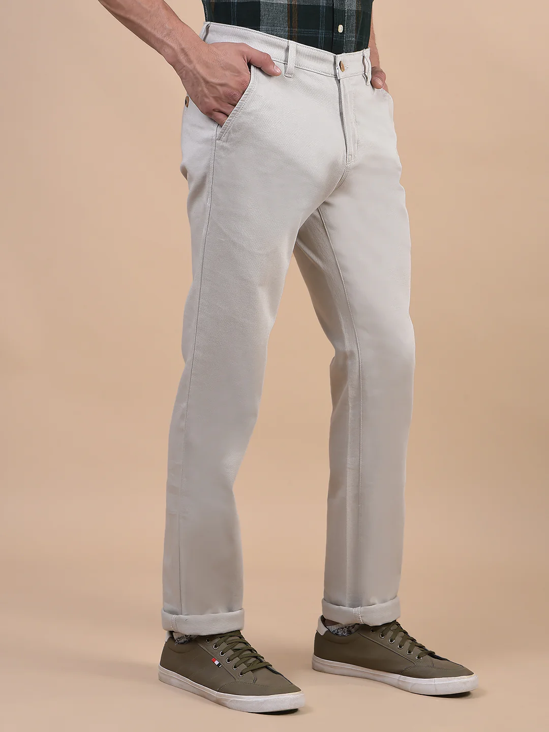 Casual Trouser for Men | Breathable & Soft with Color Fastness Regular Fit Cotton Blend Fabric Solid Pattern Button Closure - Image 6