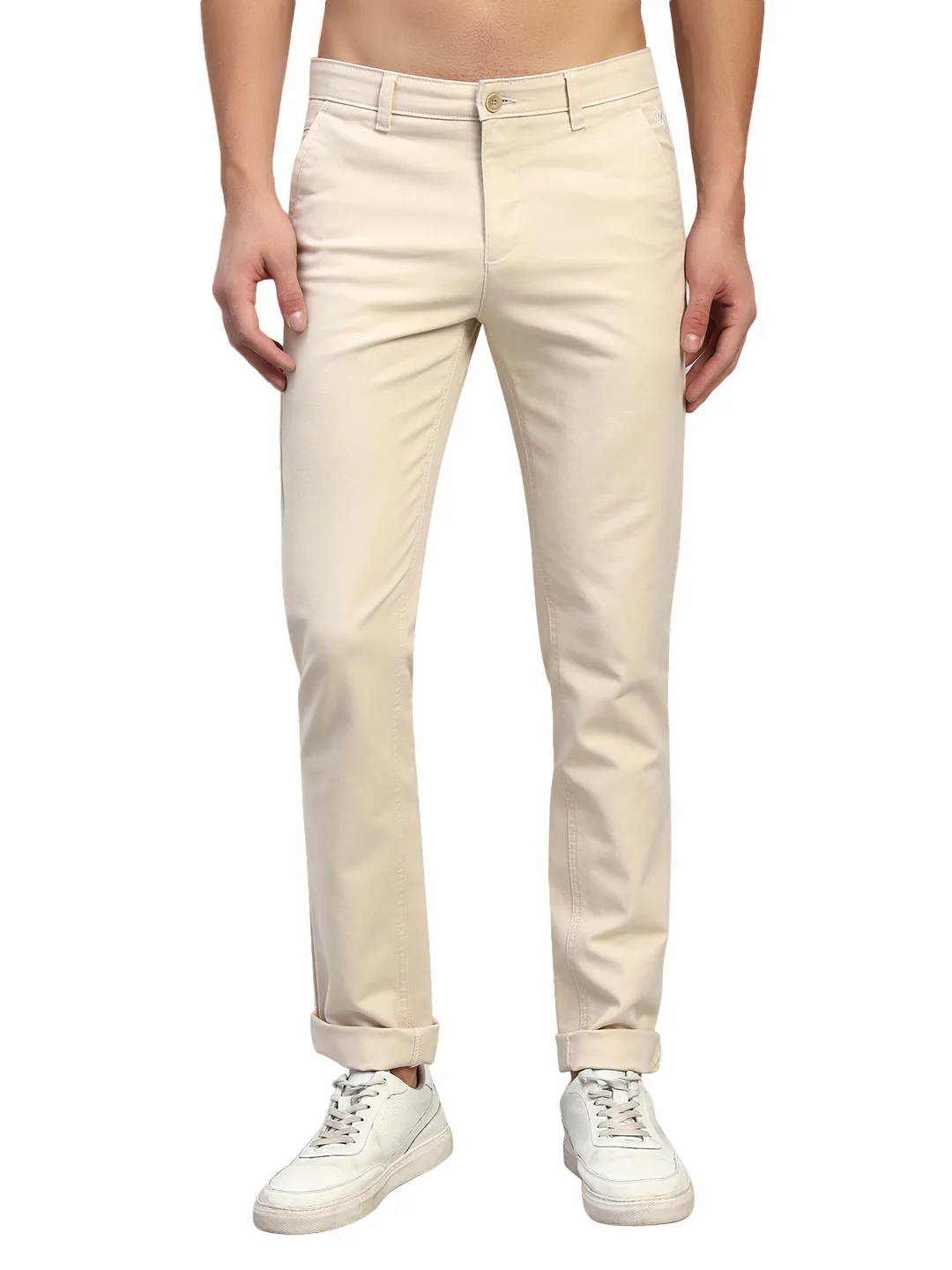 Casual Trouser for Men | Breathable & Soft with Color Fastness Regular Fit Cotton Blend Fabric Solid Pattern Button Closure - Image 2