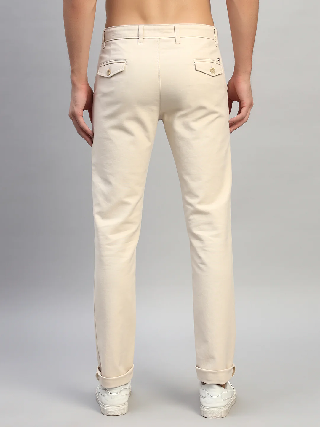 Casual Trouser for Men | Breathable & Soft with Color Fastness Regular Fit Cotton Blend Fabric Solid Pattern Button Closure - Image 5