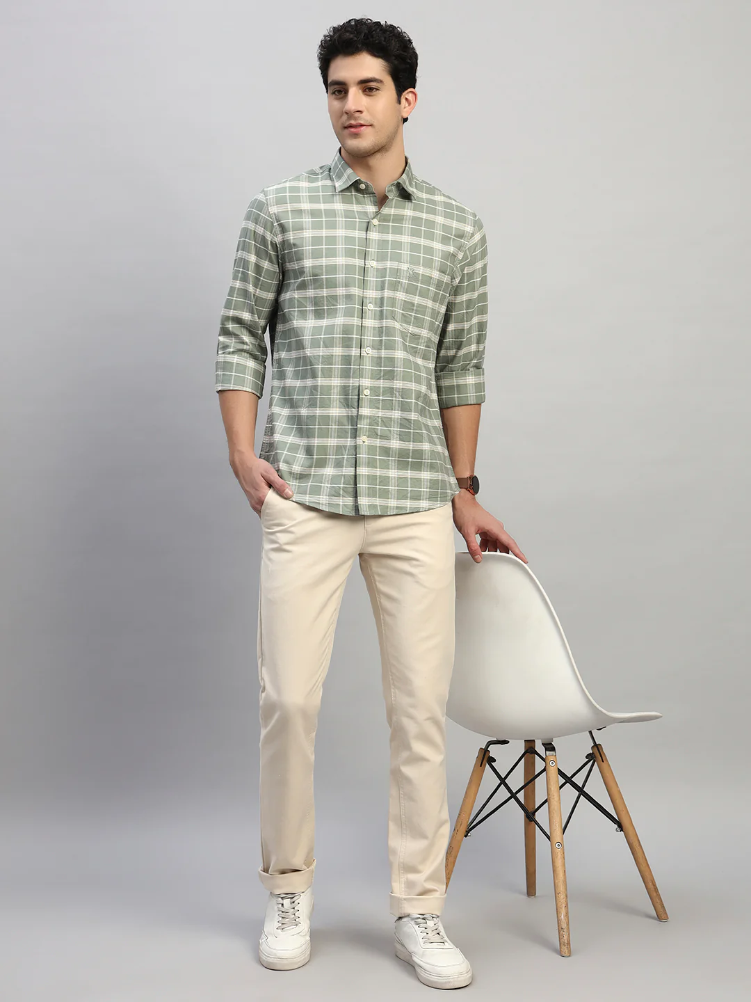 Casual Trouser for Men | Breathable & Soft with Color Fastness Regular Fit Cotton Blend Fabric Solid Pattern Button Closure - Image 7