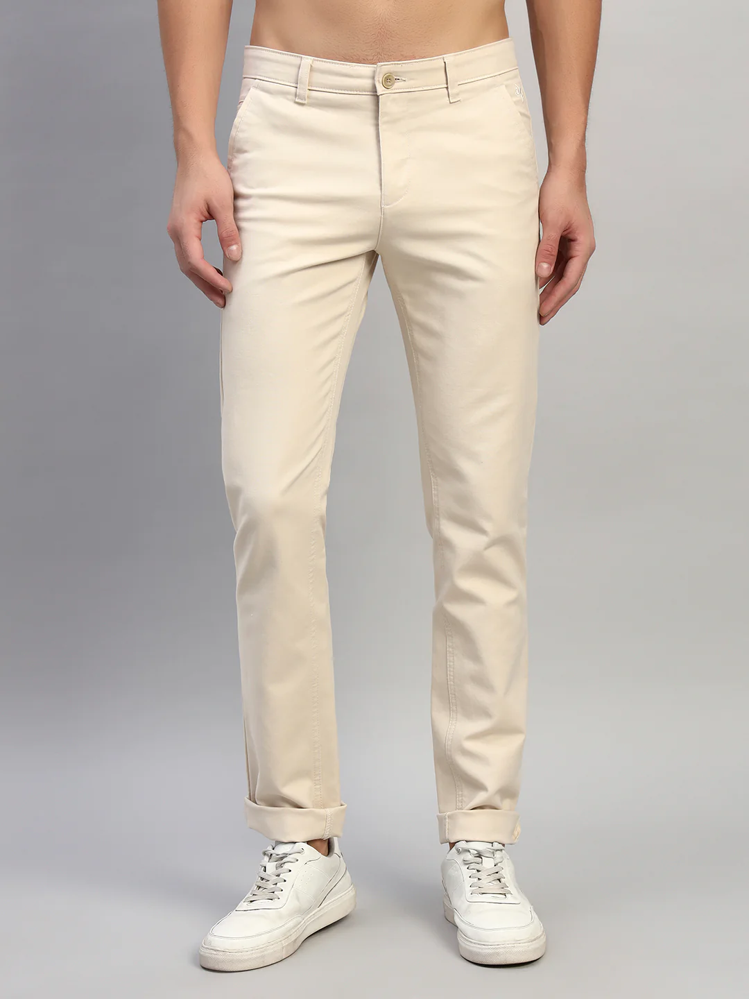 Casual Trouser for Men | Breathable & Soft with Color Fastness Regular Fit Cotton Blend Fabric Solid Pattern Button Closure - Image 8