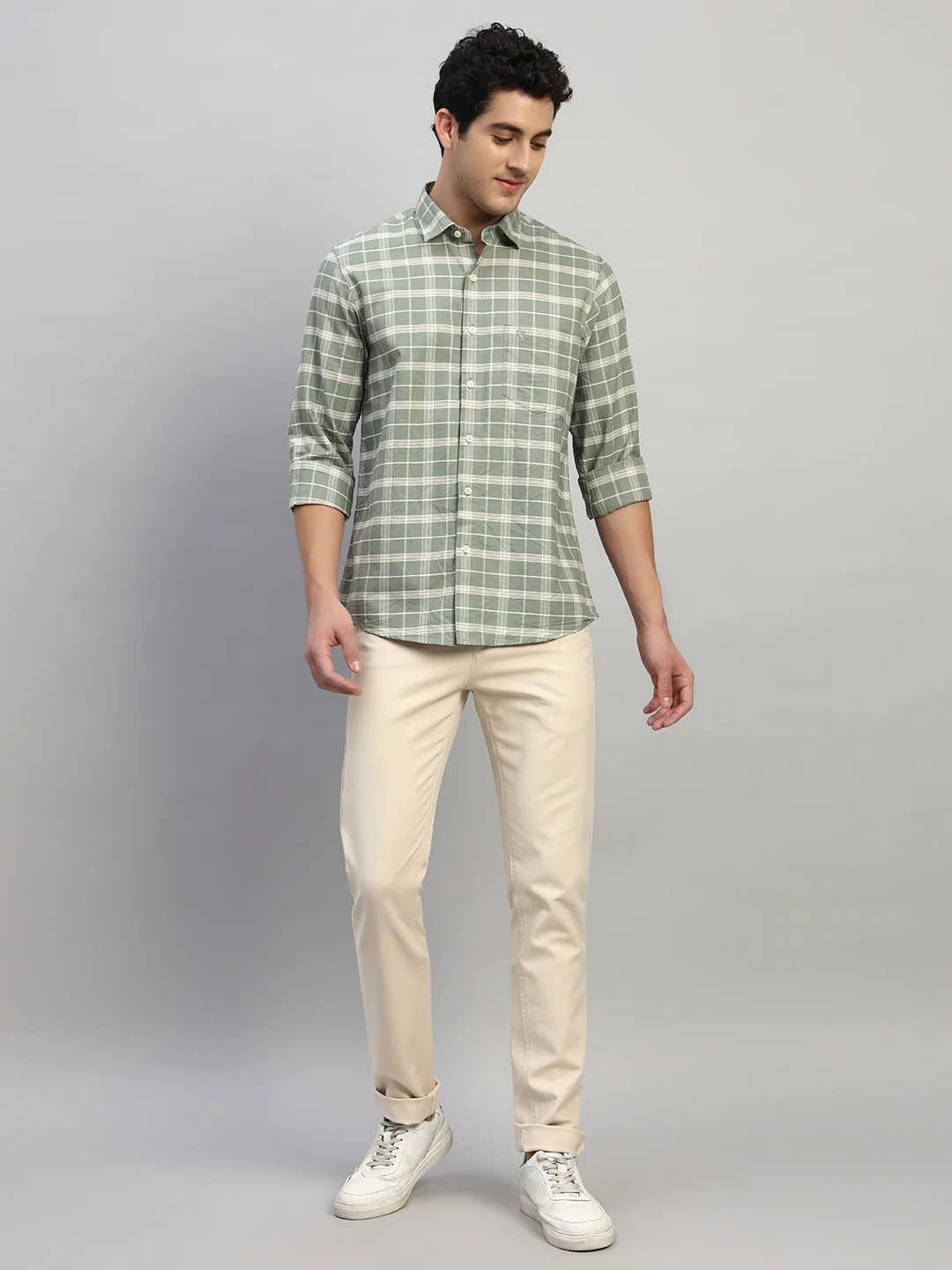 Casual Trouser for Men | Breathable & Soft with Color Fastness Regular Fit Cotton Blend Fabric Solid Pattern Button Closure - Image 9