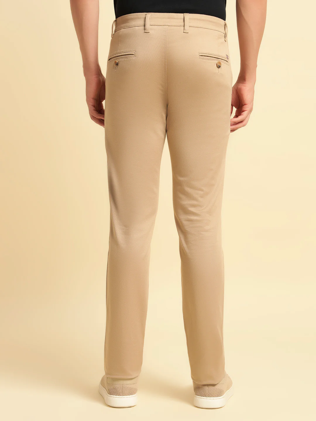 Casual Trouser for Men | Breathable & Soft with Color Fastness Regular Fit Cotton Blend Fabric Solid Pattern Button Closure - Image 4