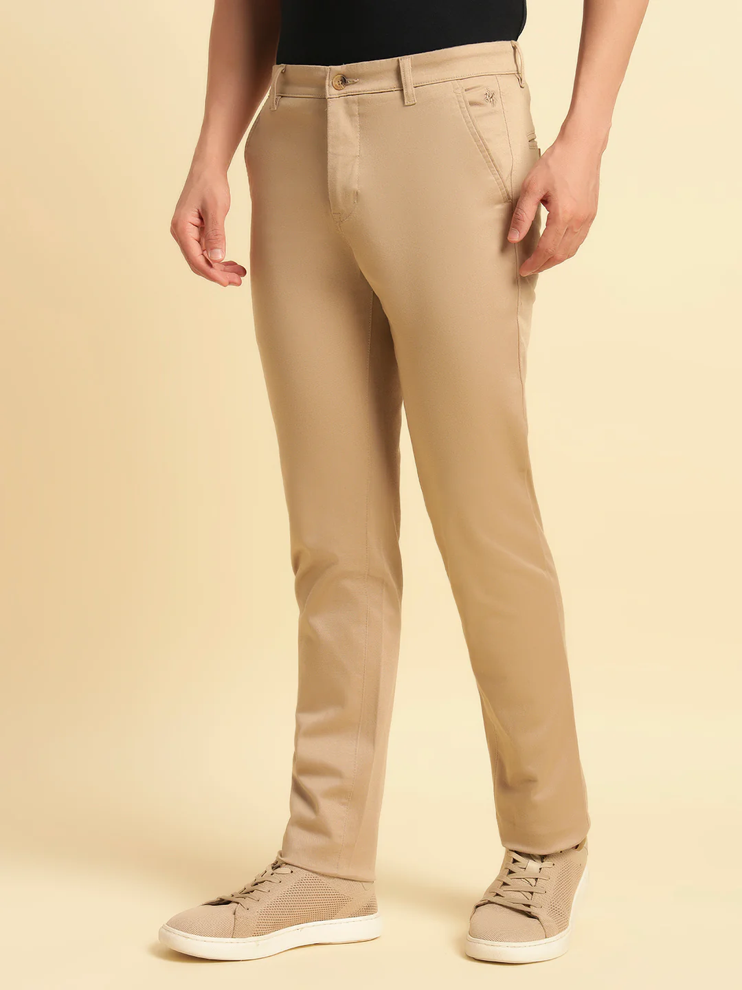 Casual Trouser for Men | Breathable & Soft with Color Fastness Regular Fit Cotton Blend Fabric Solid Pattern Button Closure - Image 7