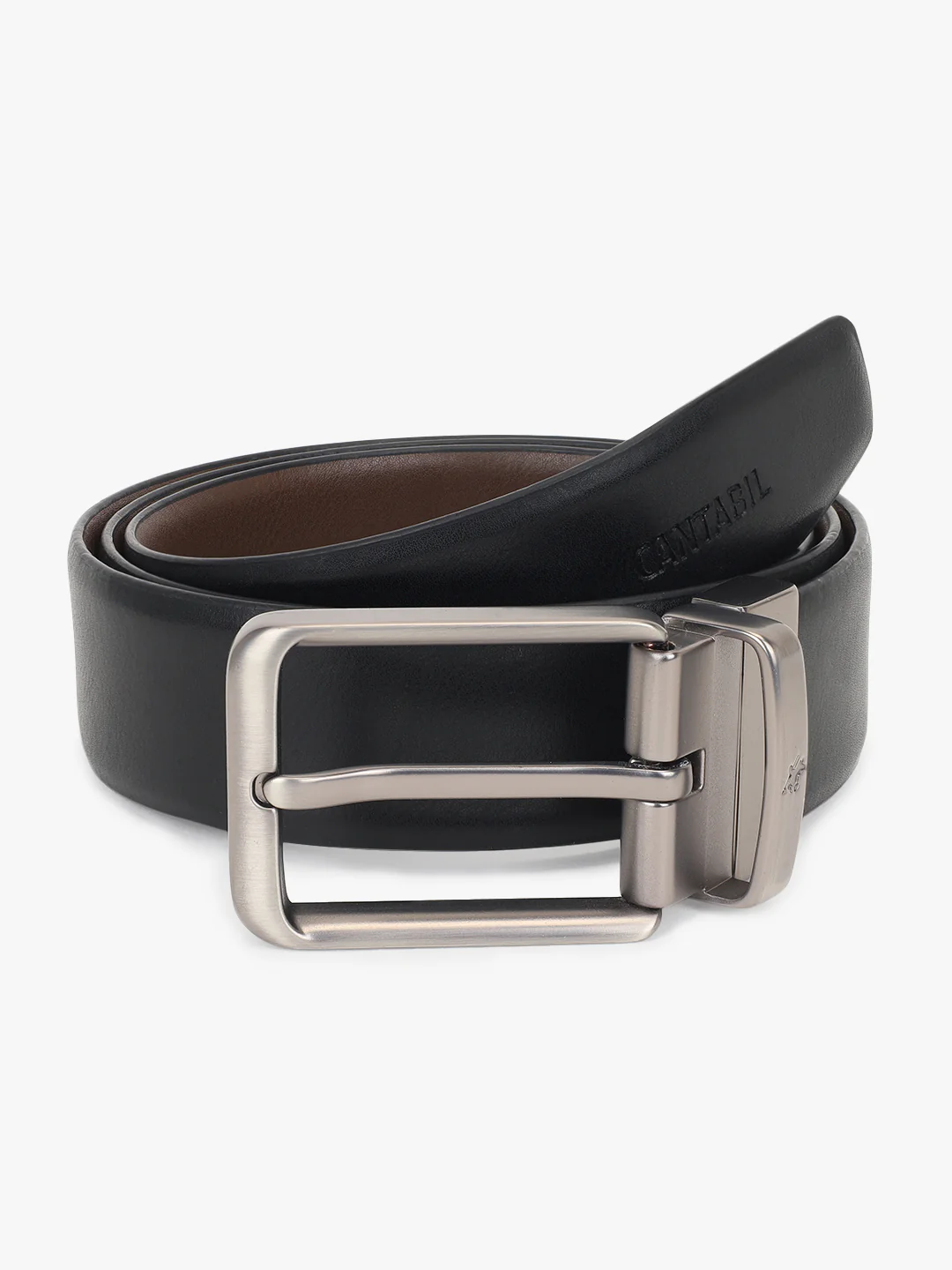 Men's Solid Black Brown Reversible Formal Belt - Image 2
