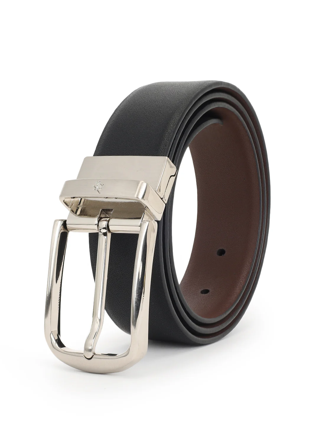 Men's Solid Black Brown Reversible Formal Belt - Image 2