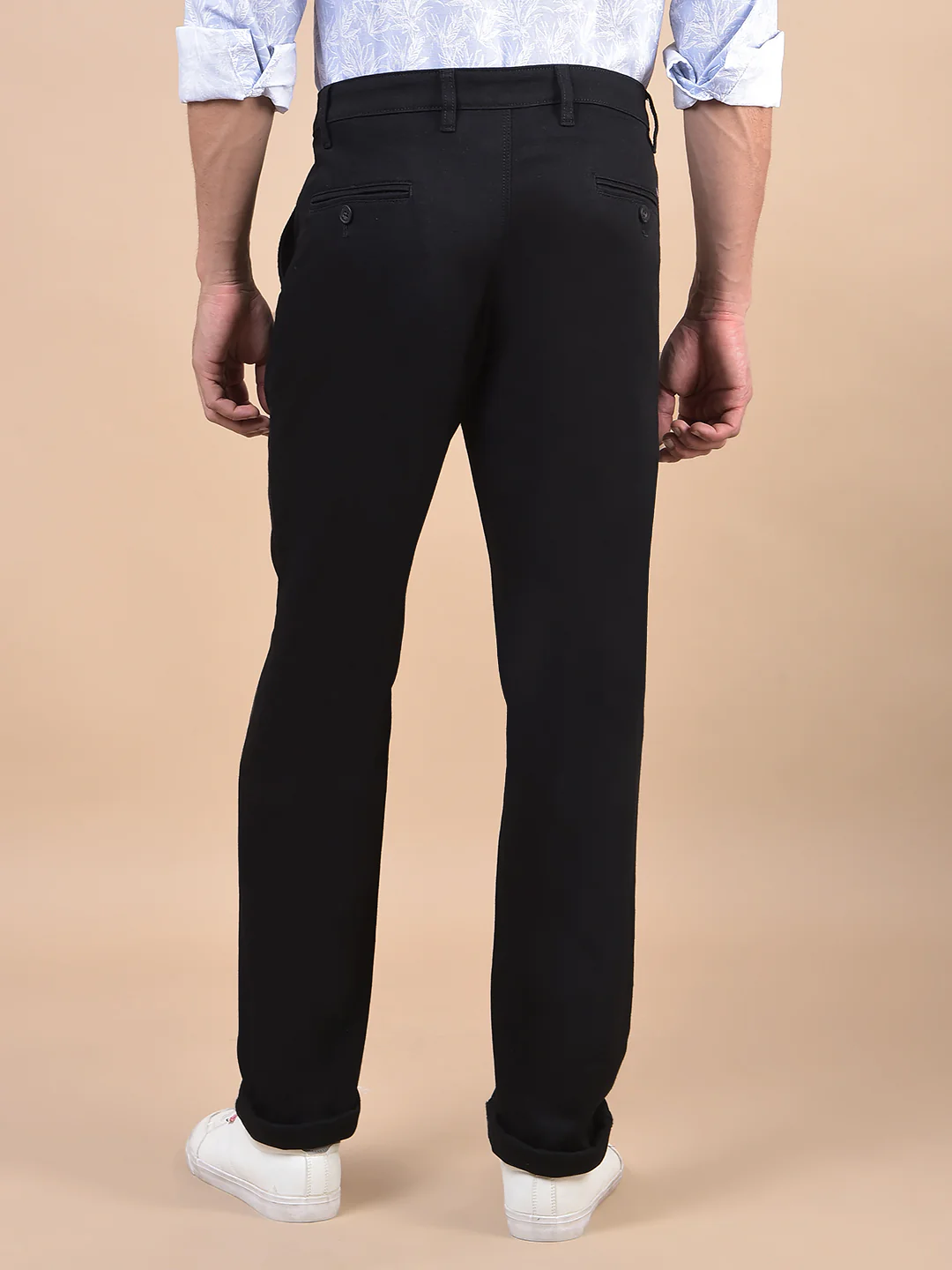 Casual Trouser for Men | Breathable & Soft with Color Fastness Regular Fit Cotton Blend Fabric Solid Pattern Button Closure - Image 2
