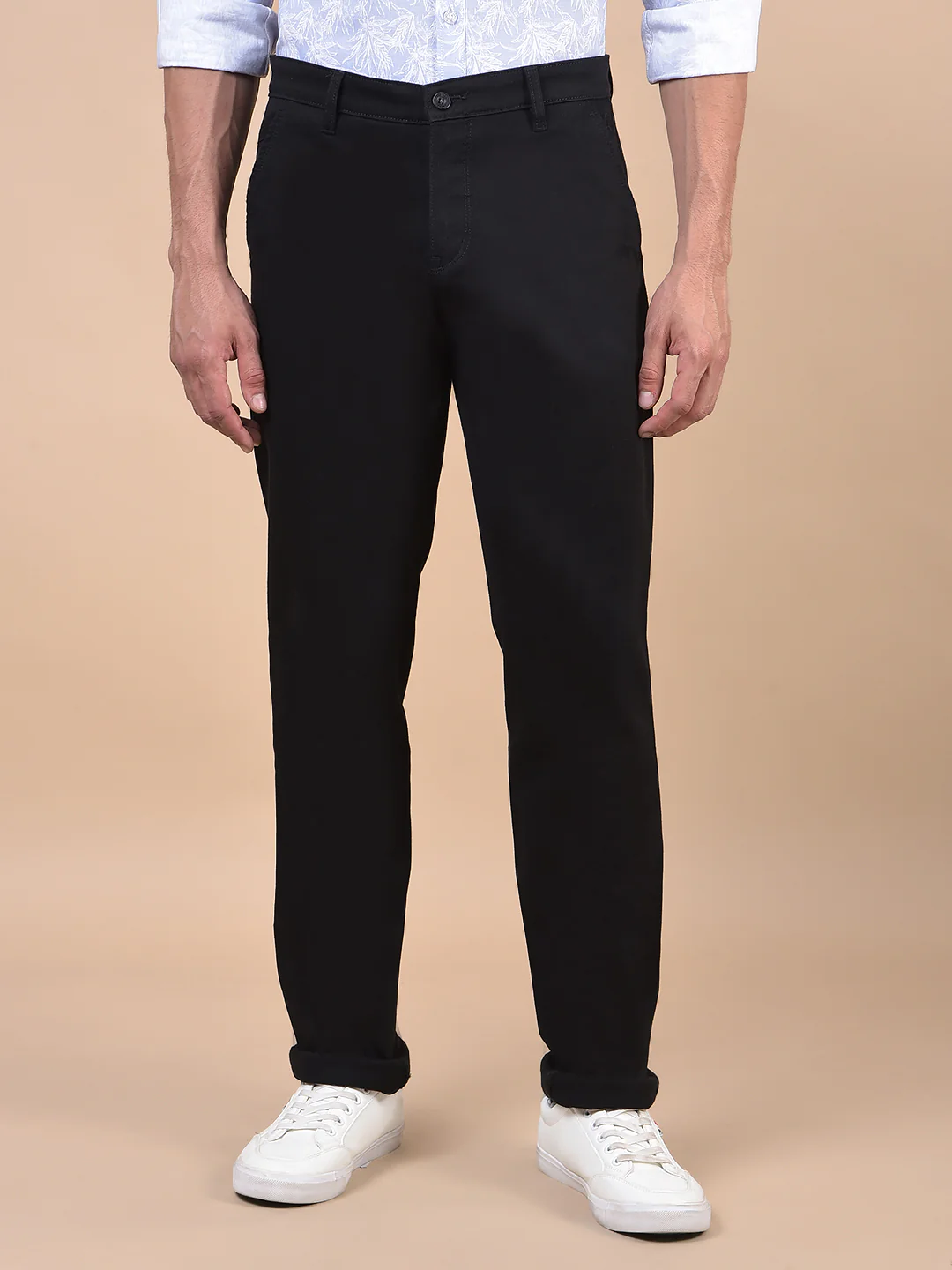 Casual Trouser for Men | Breathable & Soft with Color Fastness Regular Fit Cotton Blend Fabric Solid Pattern Button Closure - Image 4